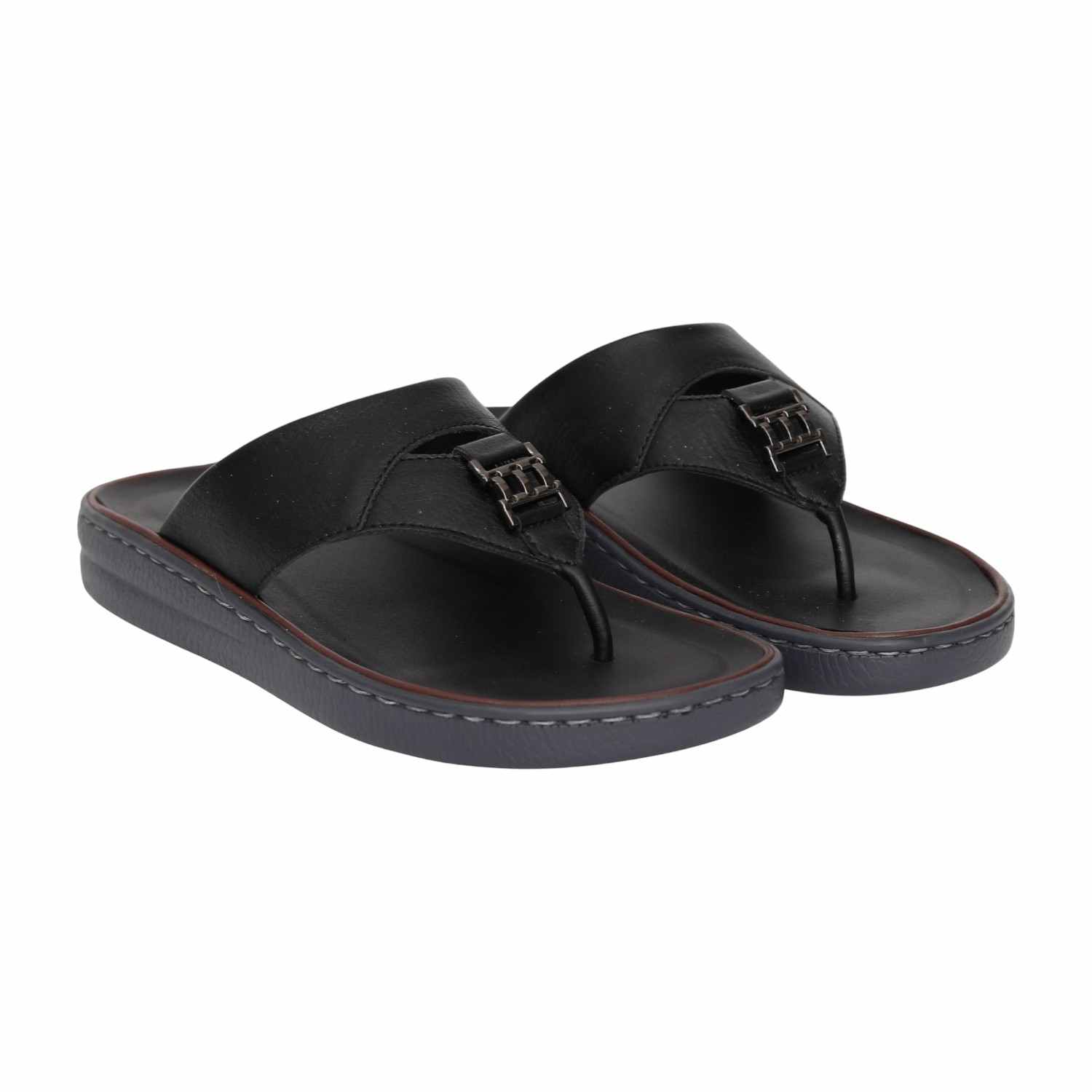 Men Black Streetwear-Inspired Thong Sandals