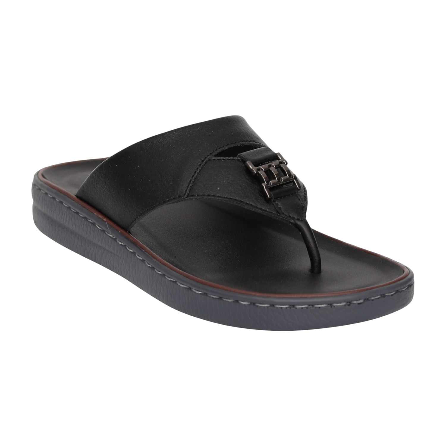Men Black Streetwear-Inspired Thong Sandals