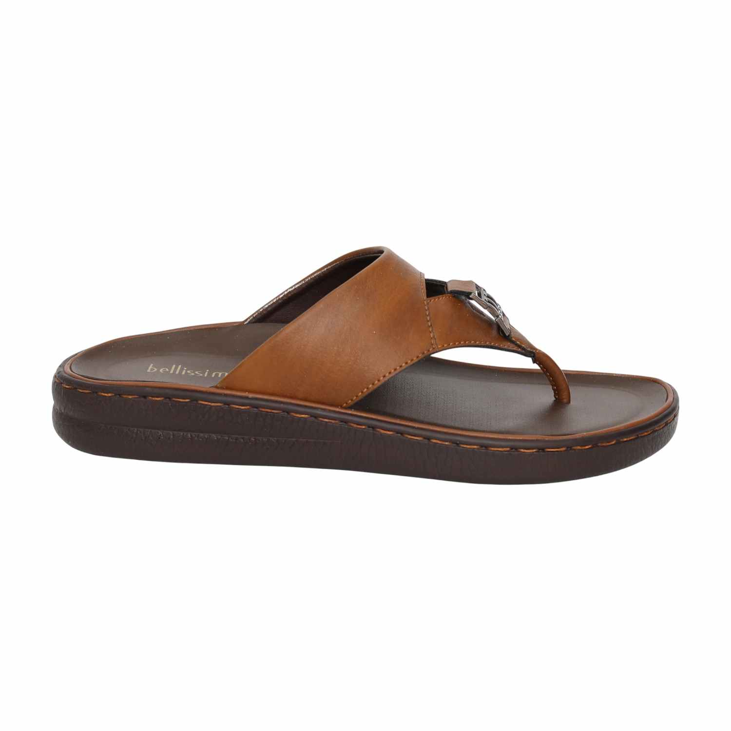 Men Tan Streetwear-Inspired Thong Sandals