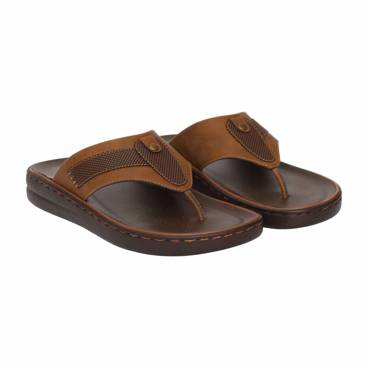 Men Tan Classic Casual Thong Sandals