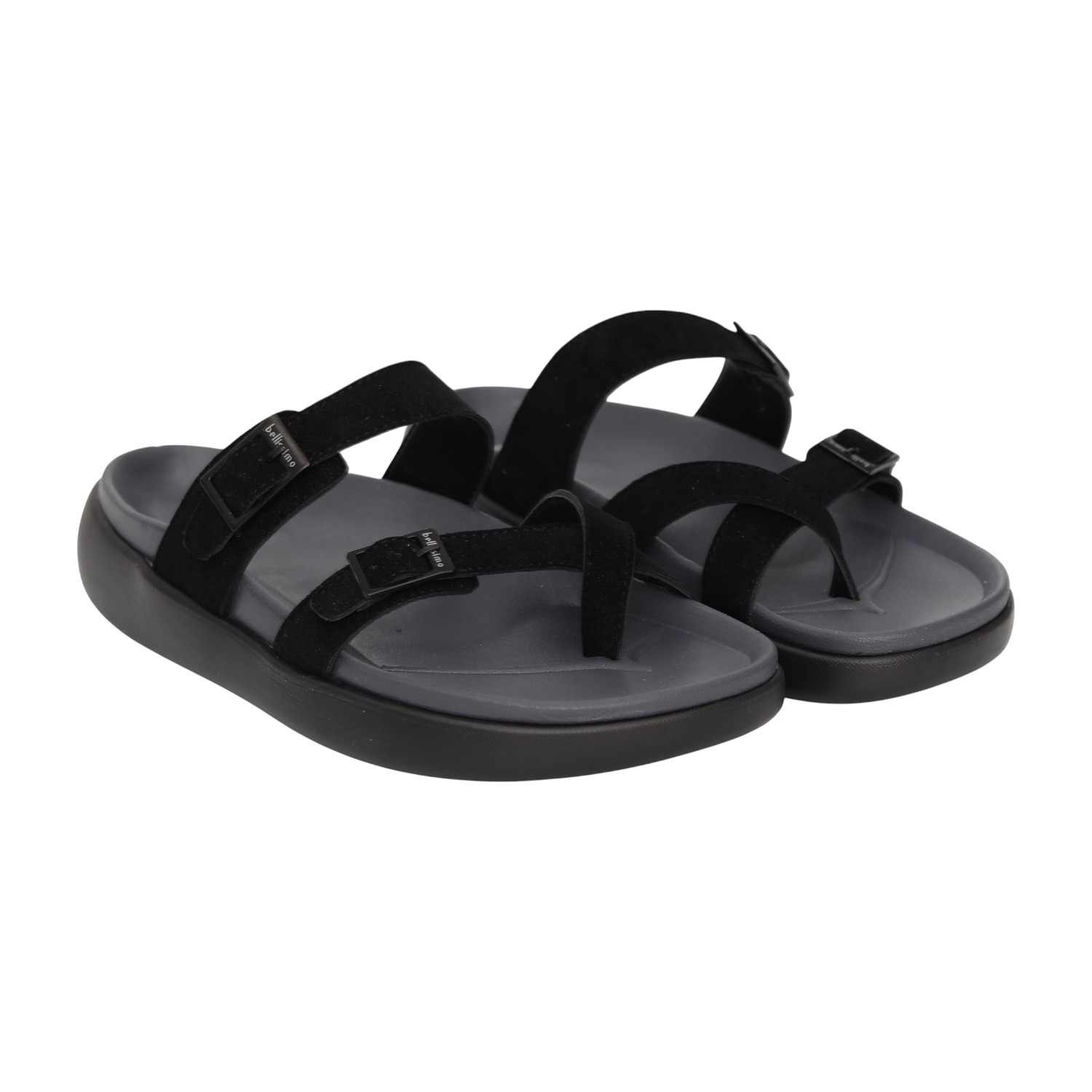 Men Black Clean-Design Buckle Casual Sandals