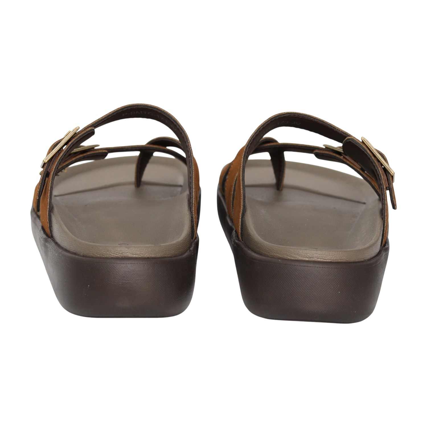 Men Tan Clean-Design Buckle Casual Sandals