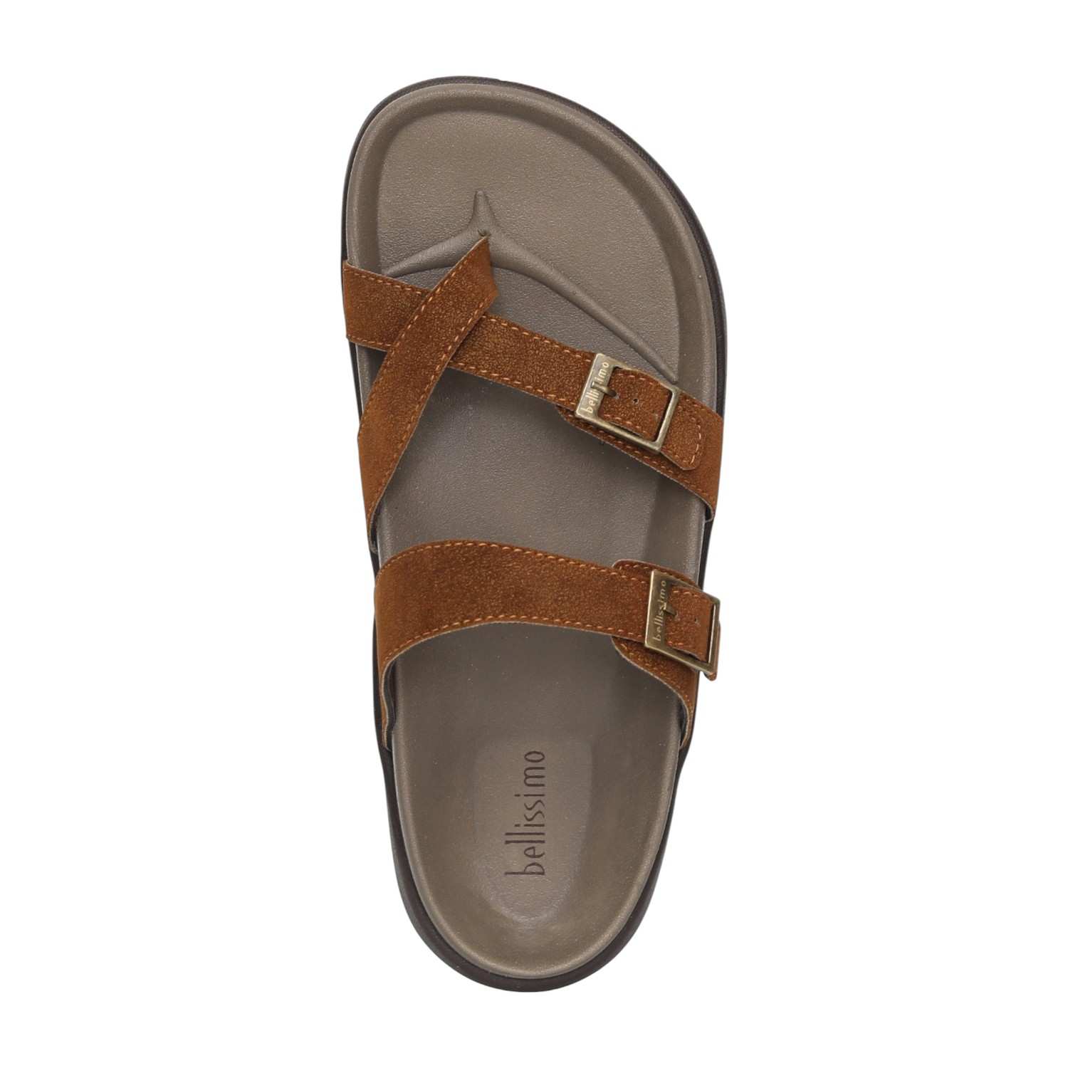 Men Tan Clean-Design Buckle Casual Sandals