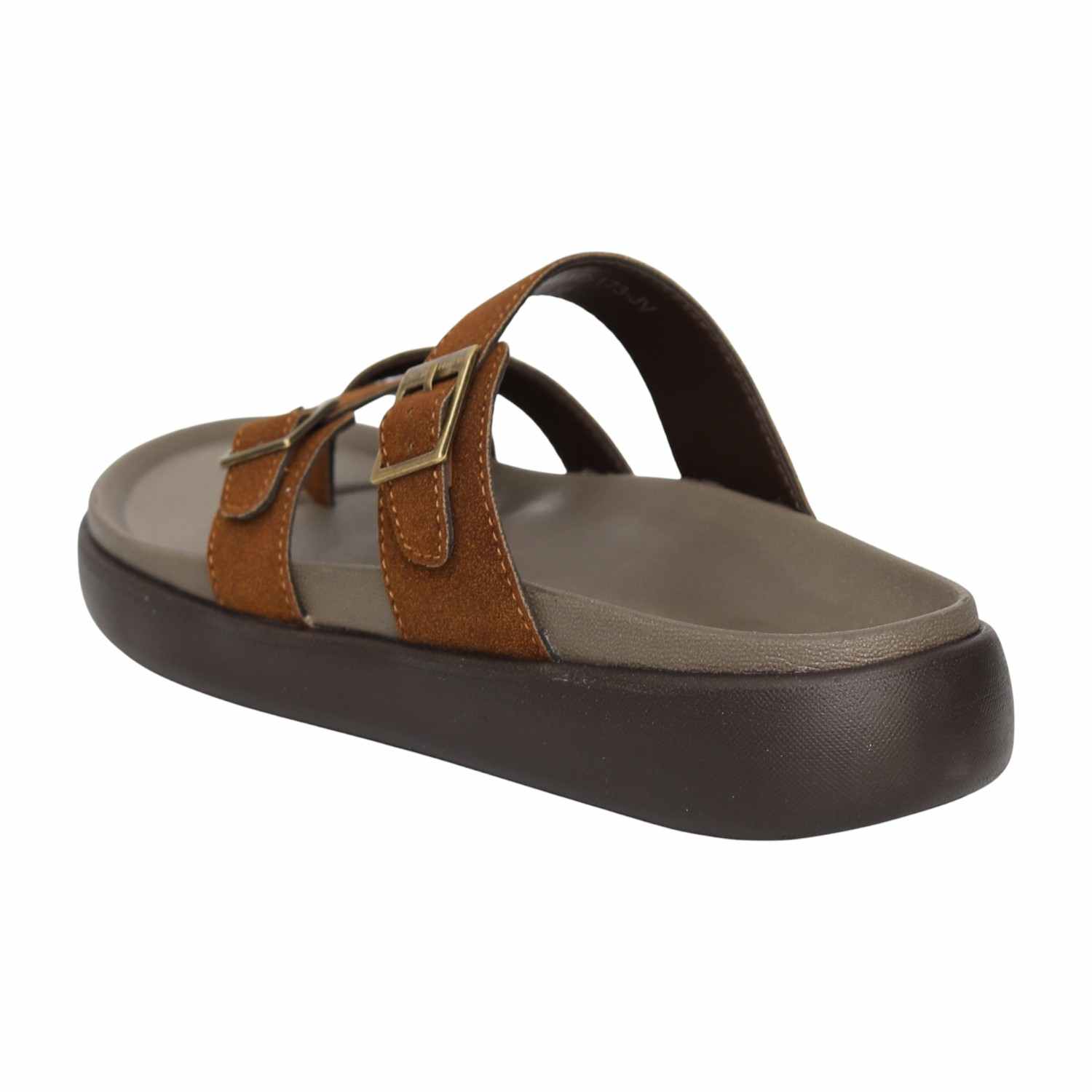 Men Tan Clean-Design Buckle Casual Sandals