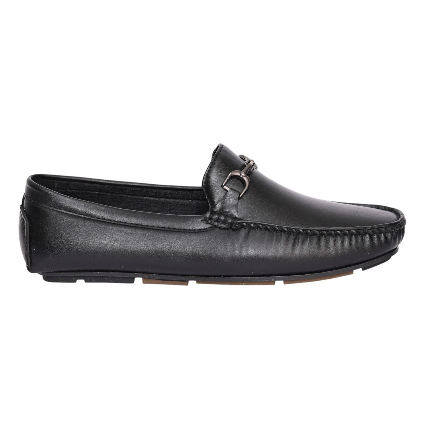 Men Black Metal Bit Driving Loafers