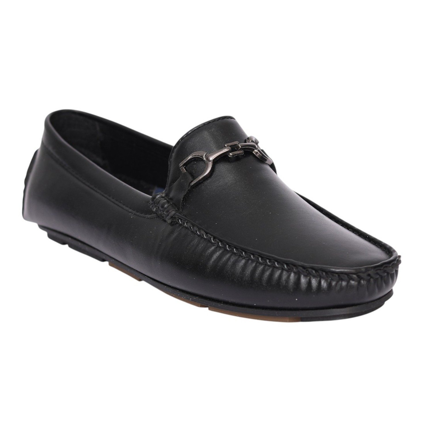 Men Black Metal Bit Driving Loafers