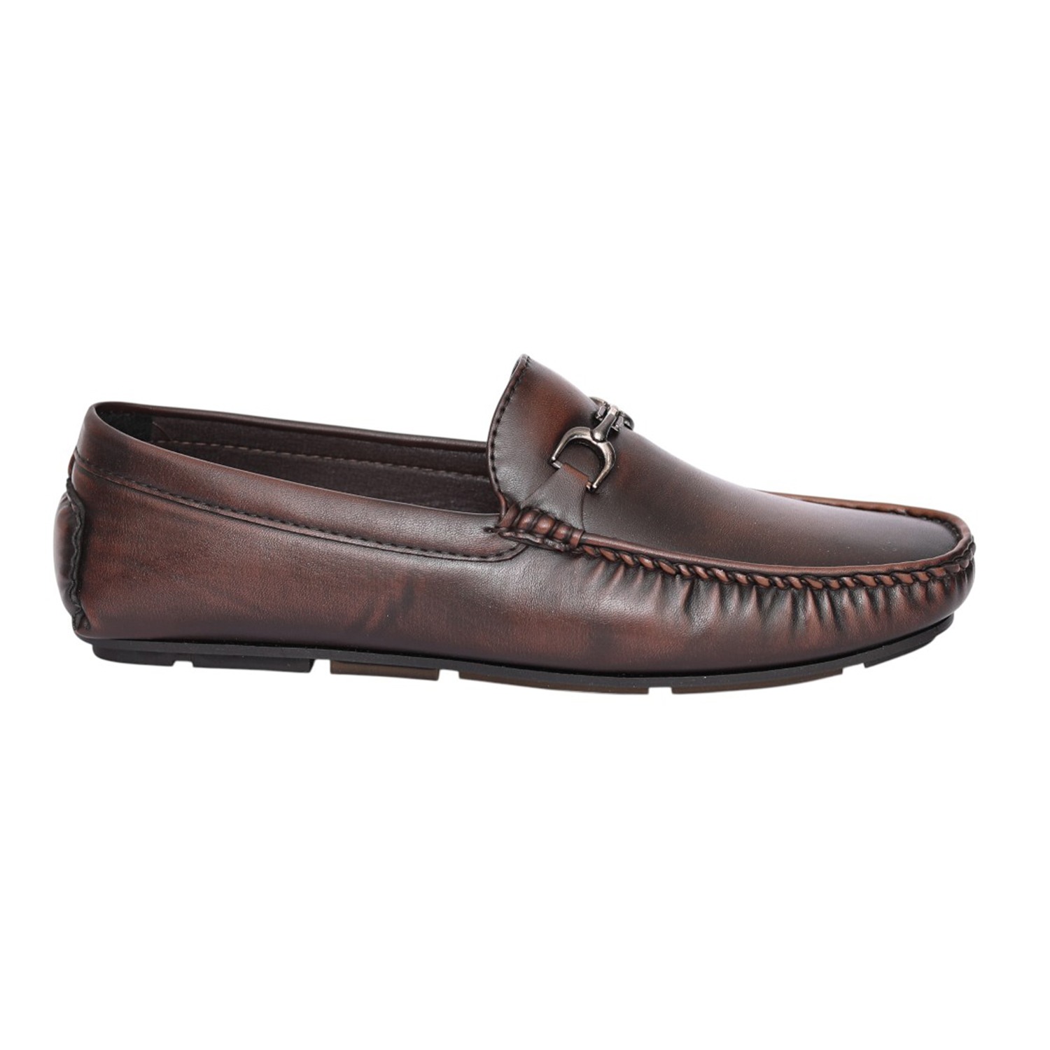 Men Brown Metal Bit Driving Loafers