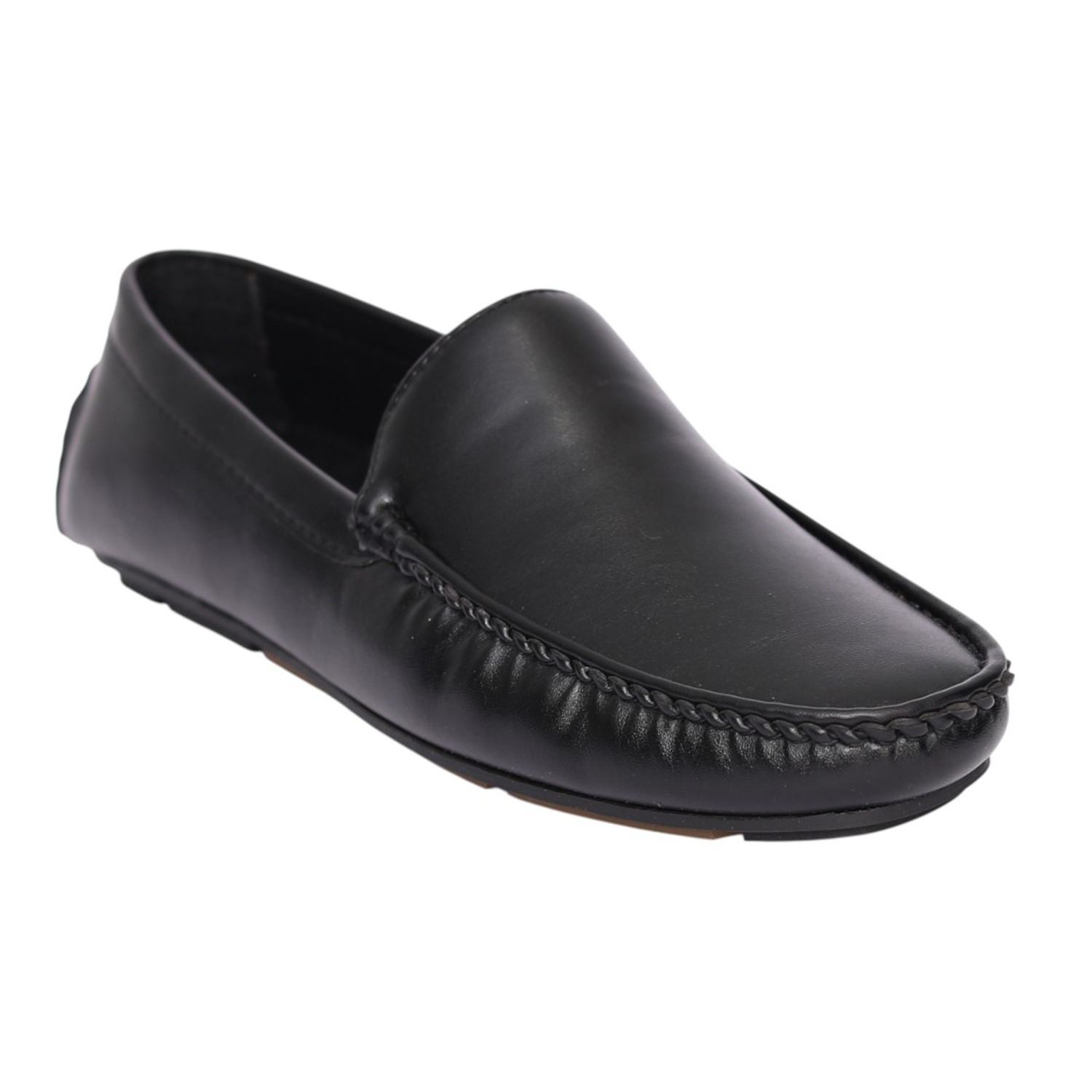 Men Black Refined Moc Stitch Loafers