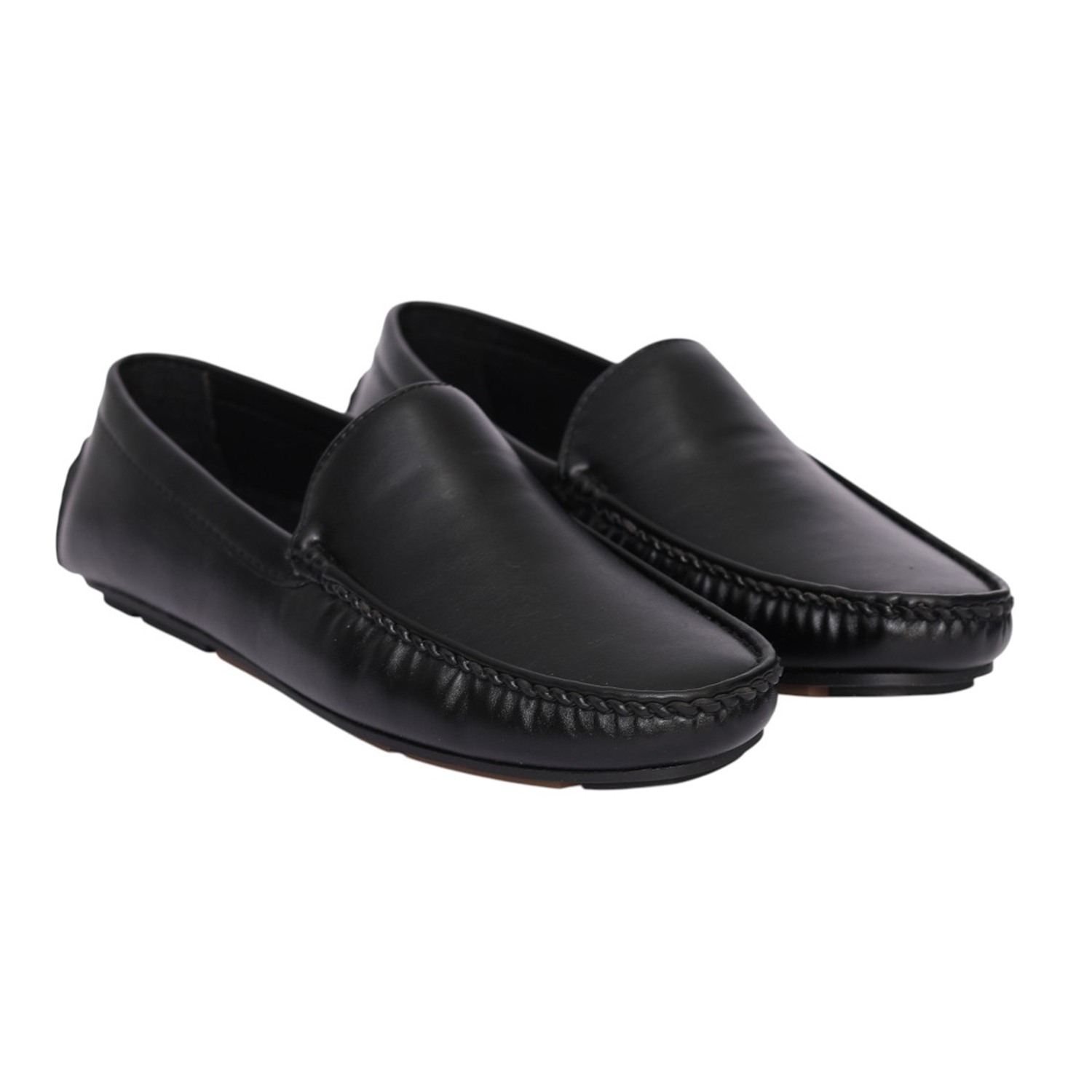 Men Black Refined Moc Stitch Loafers