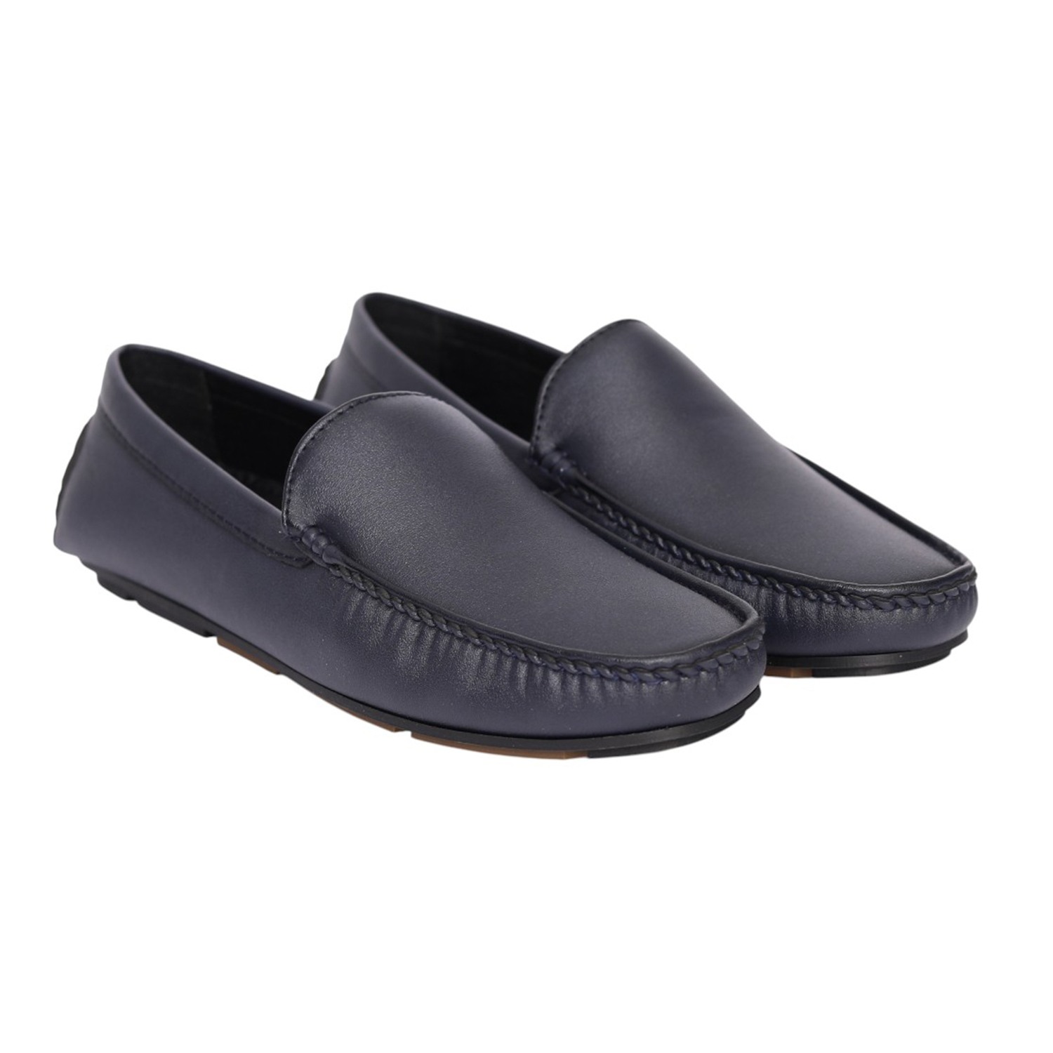 Men Navy Blue Refined Moc Stitch Loafers