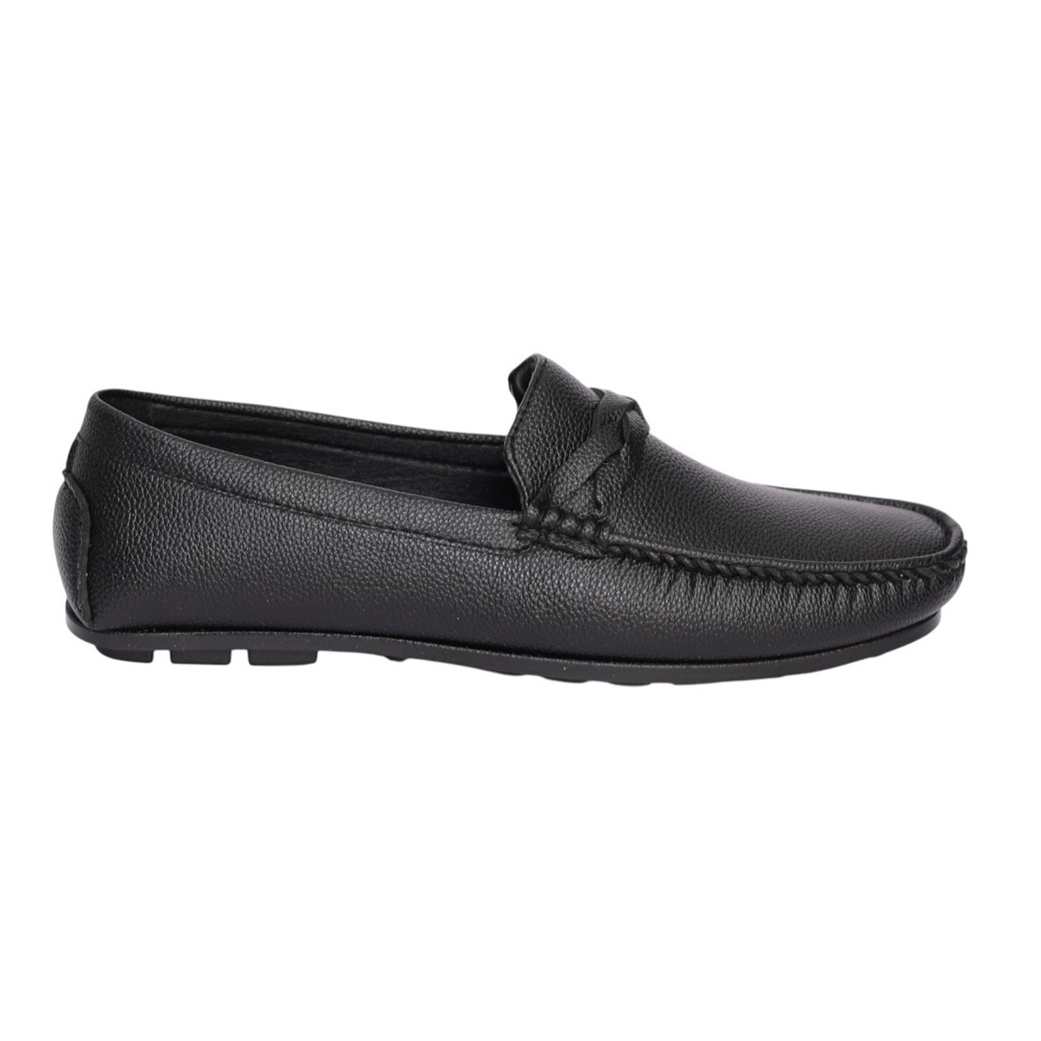Men Black Sleek Moc-Toe Loafer