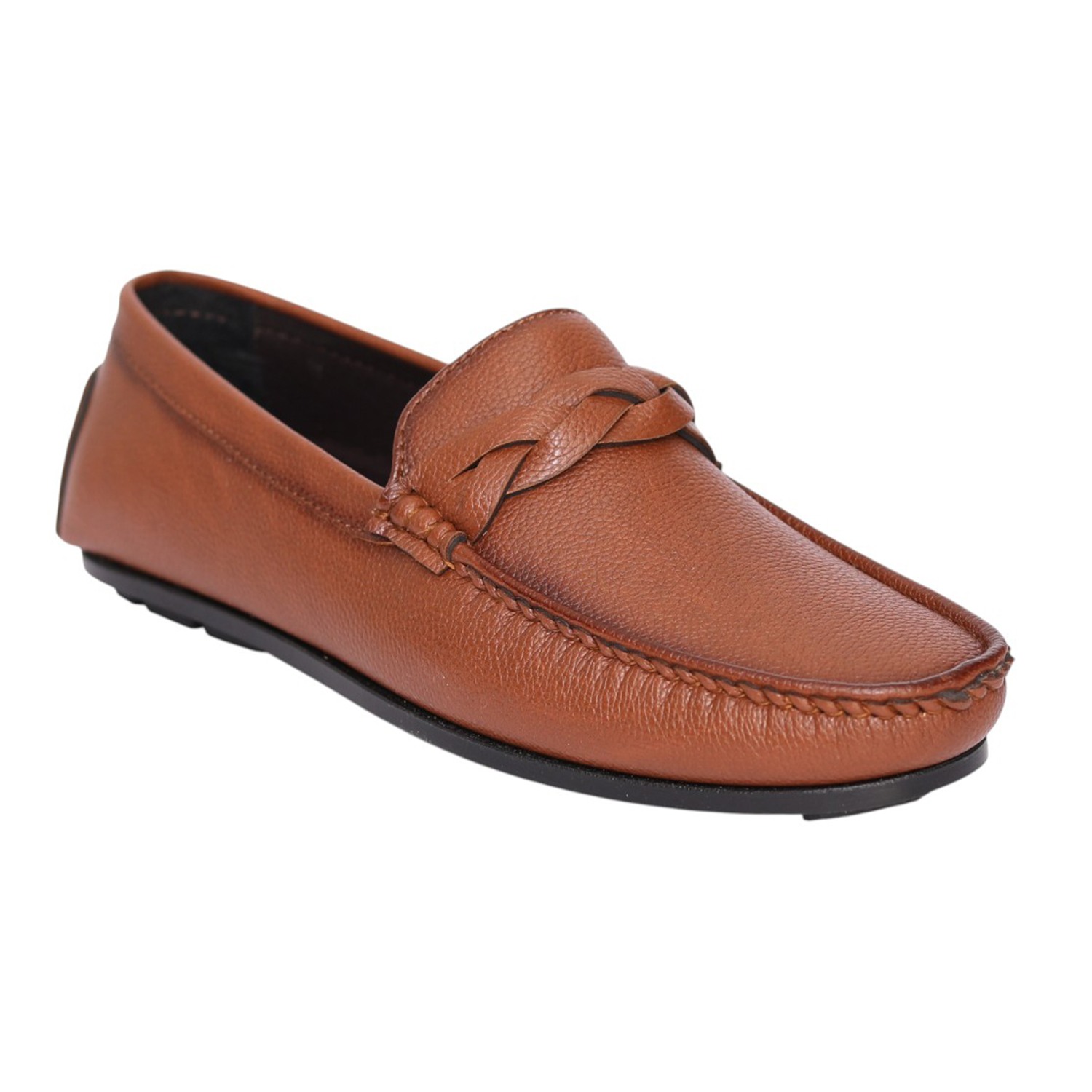 Men Tan Sleek Moc-Toe Loafer
