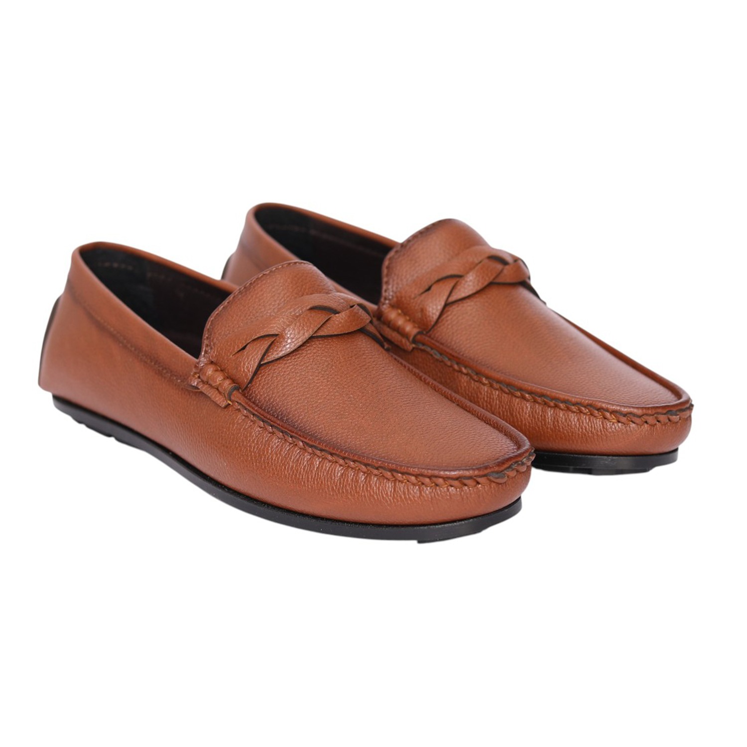 Men Tan Sleek Moc-Toe Loafer