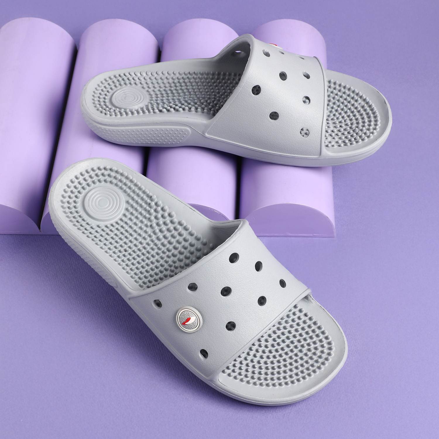 Men Light Grey Slides-Flip Slip On
