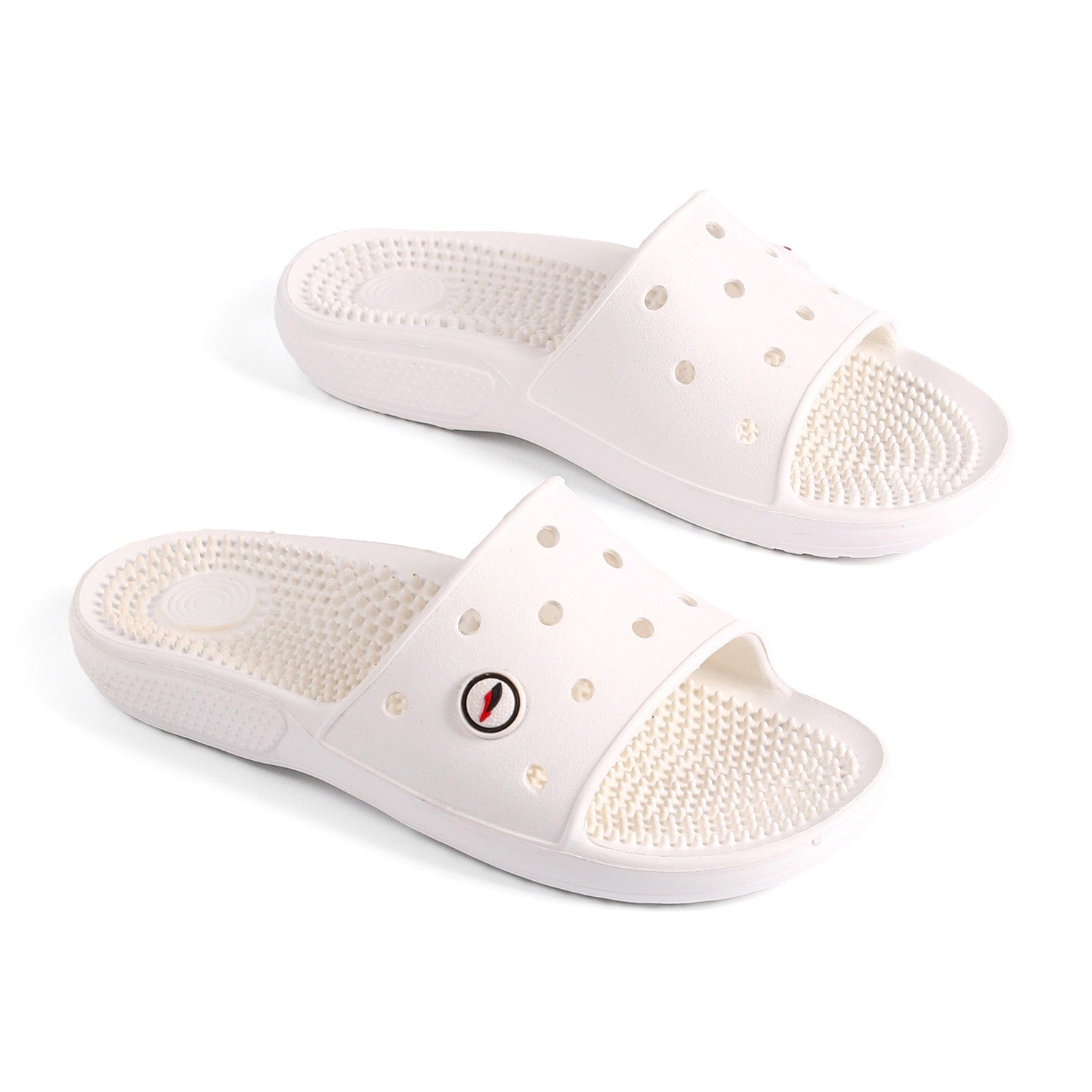 Men White Slides-Flip Slip On