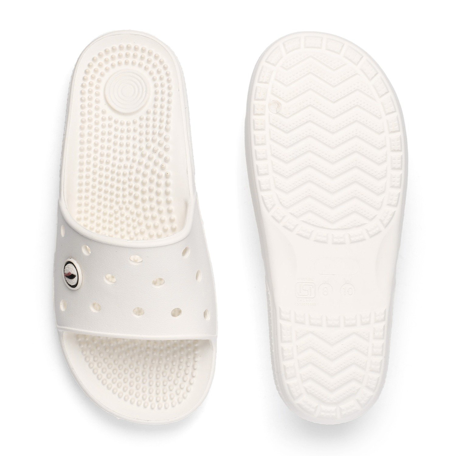 Men White Slides-Flip Slip On