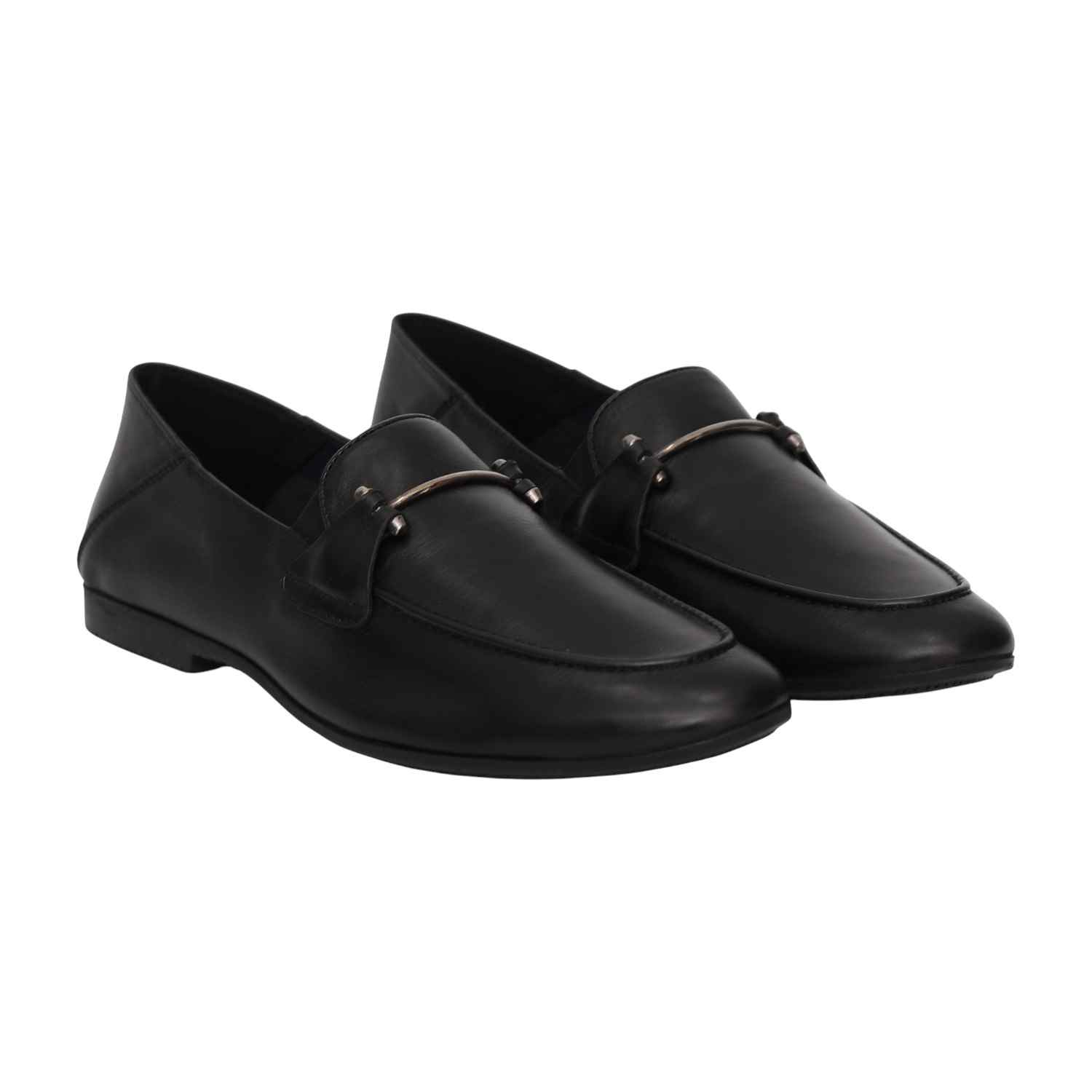 Men Black NobleLine Metal-Bit Formal Loafers