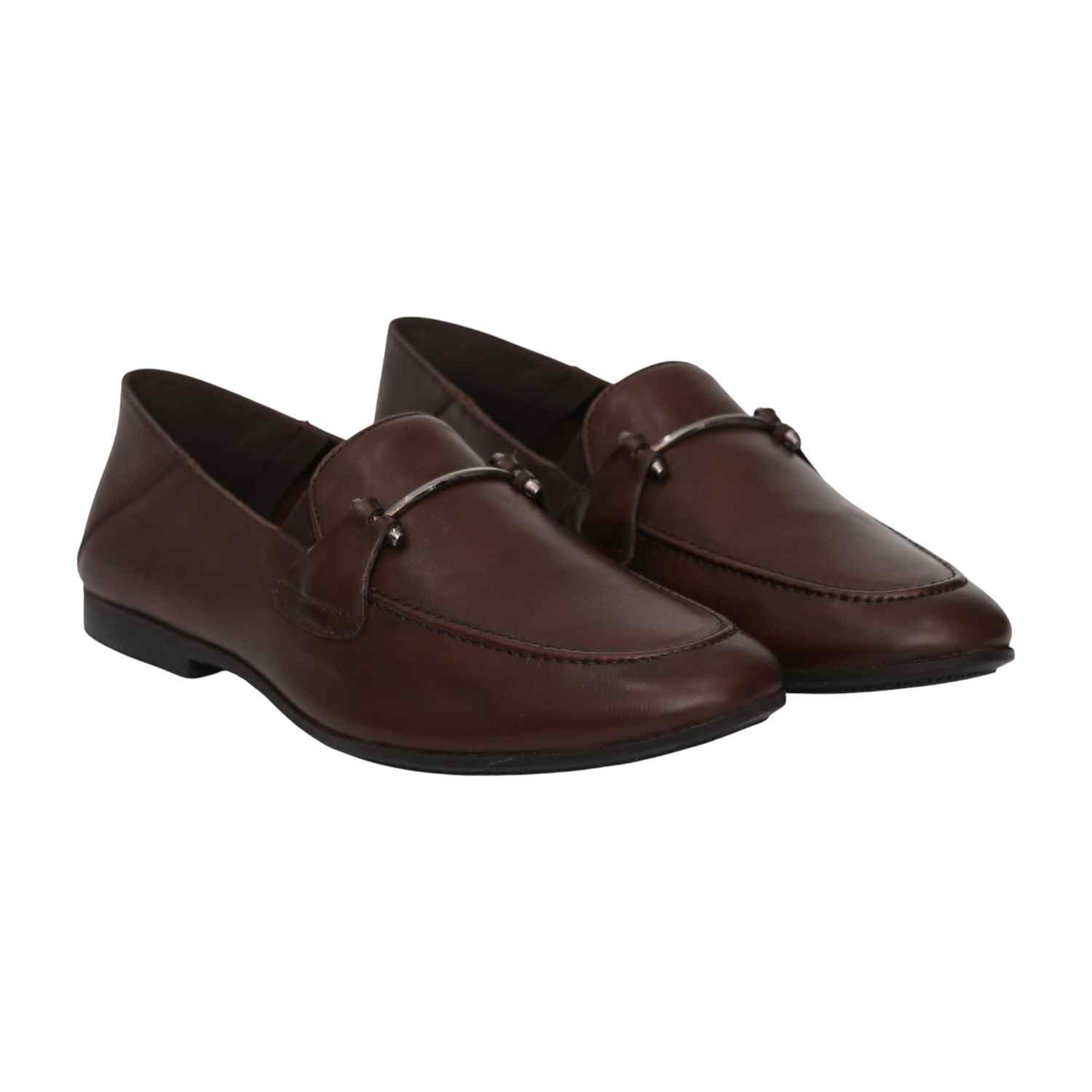 Men Brown NobleLine Metal-Bit Formal Loafers