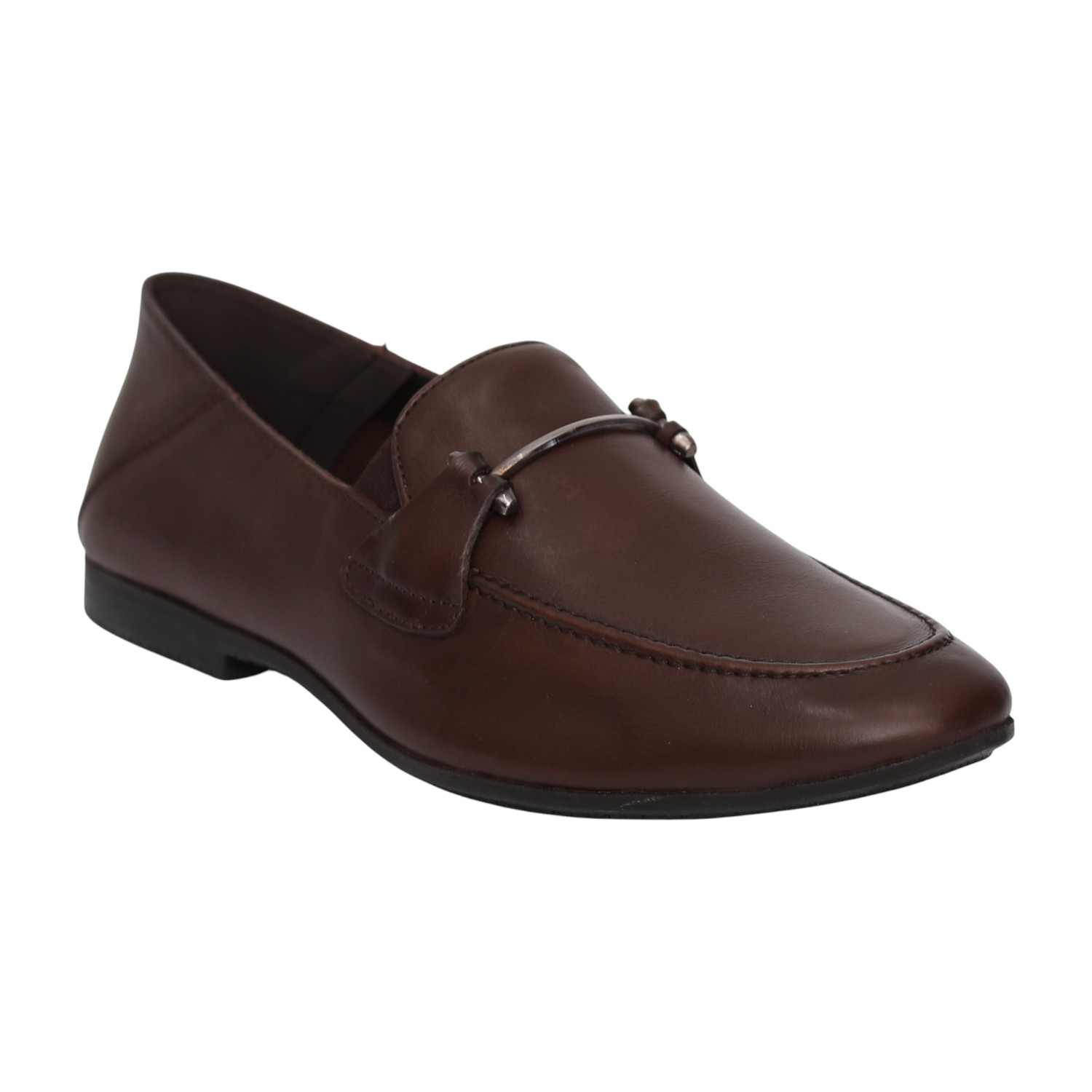 Men Brown NobleLine Metal-Bit Formal Loafers