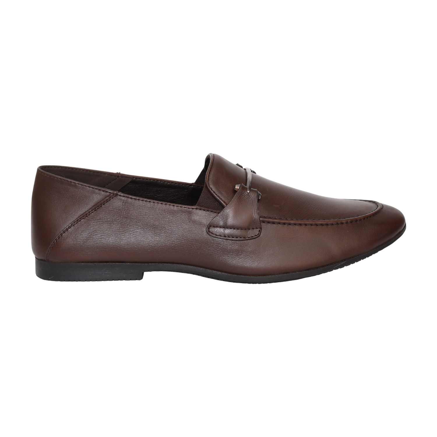 Men Brown NobleLine Metal-Bit Formal Loafers