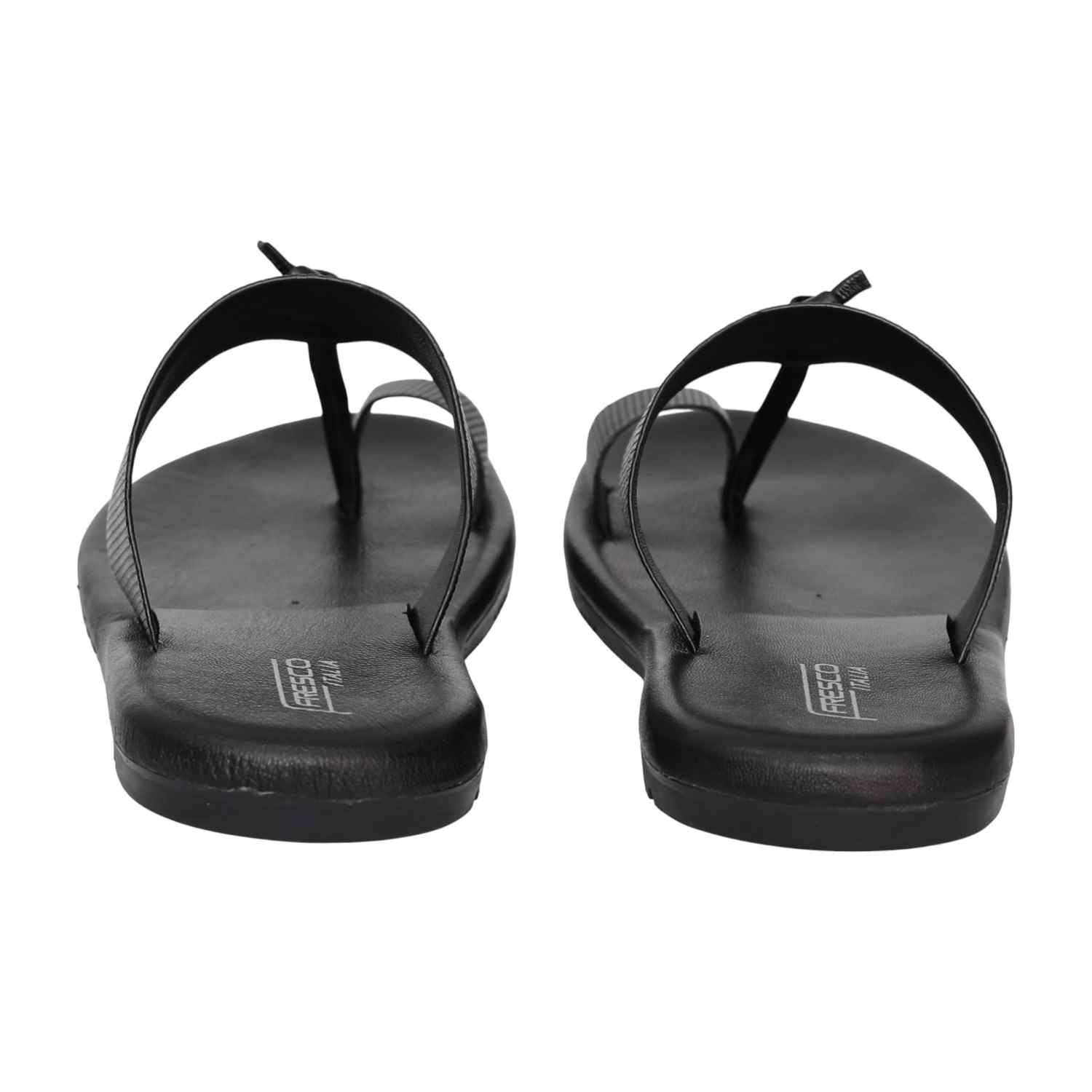 Men Black Nova Textured Toe-Loop Sandals
