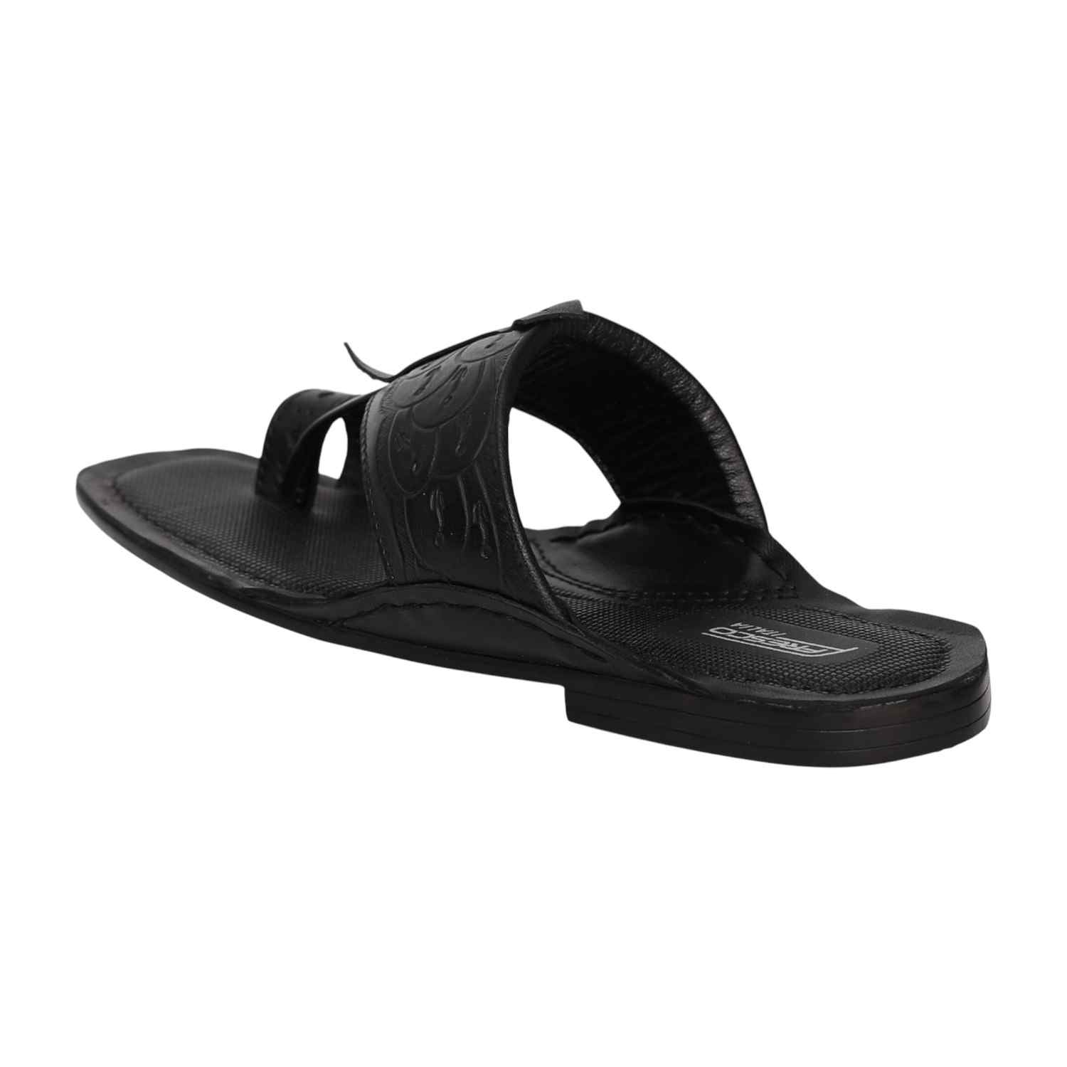 Men Black Emboss Loop Sandals