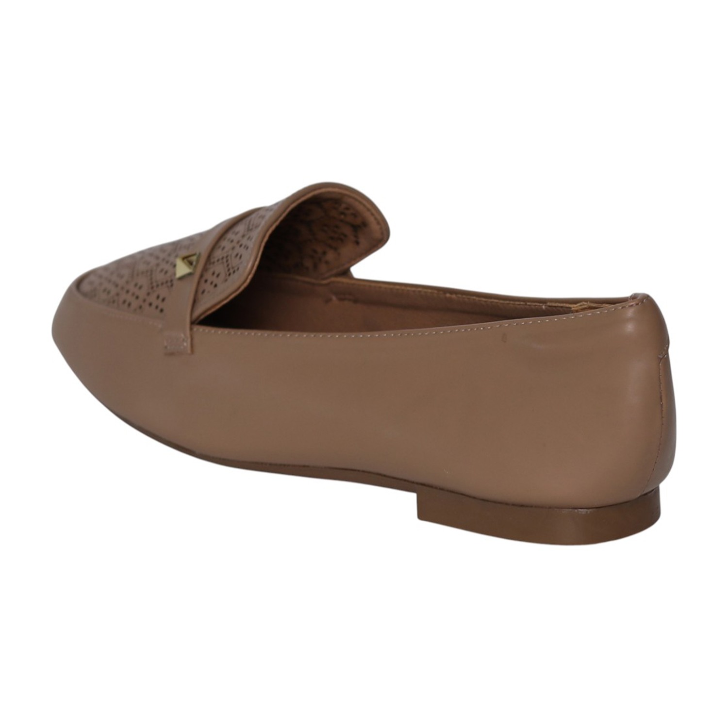 greta | Women Beige Laser-Cut Flat Loafers|4