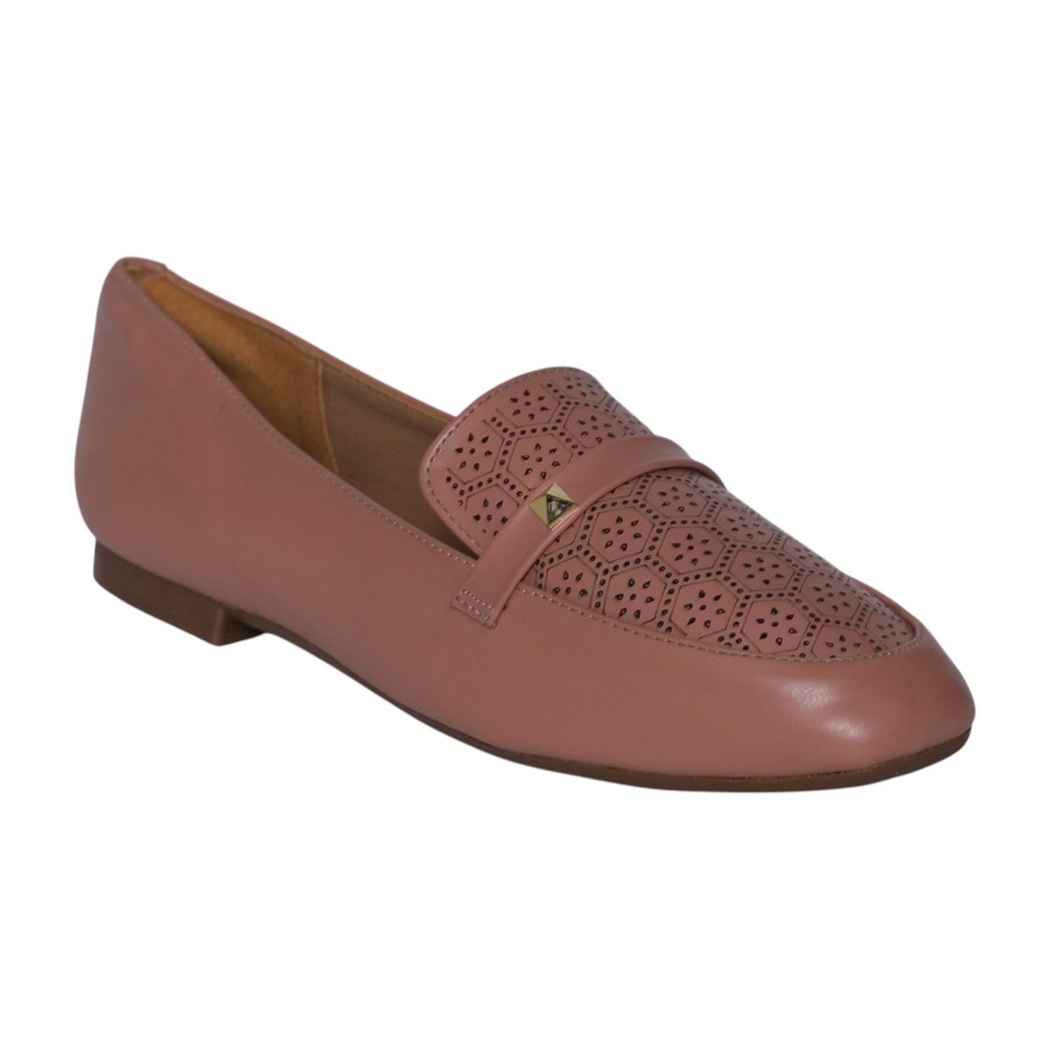 Women Peach Laser-Cut Flat Loafers