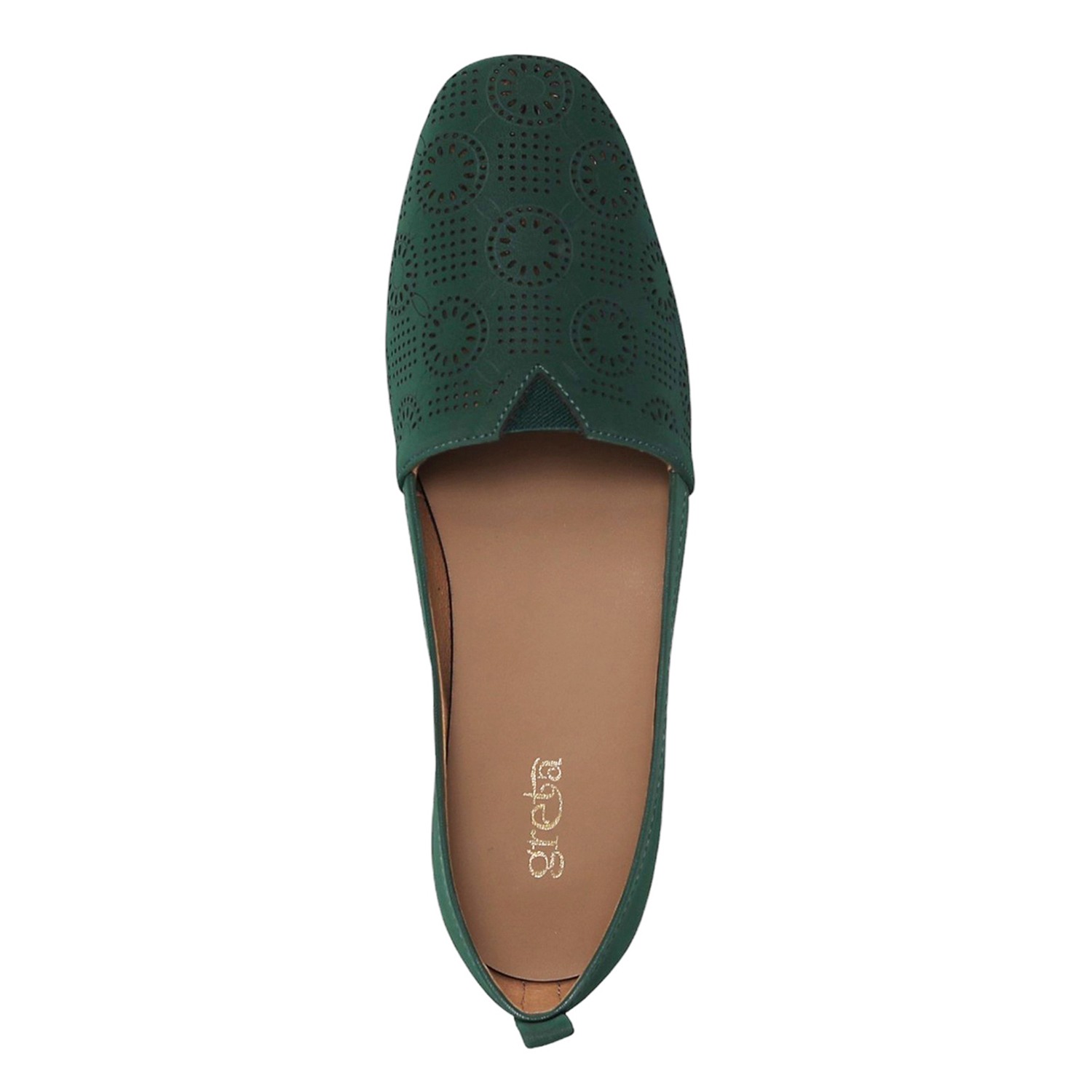 greta | Women Mehendi Perforated Slip-On Flat Loafers|3