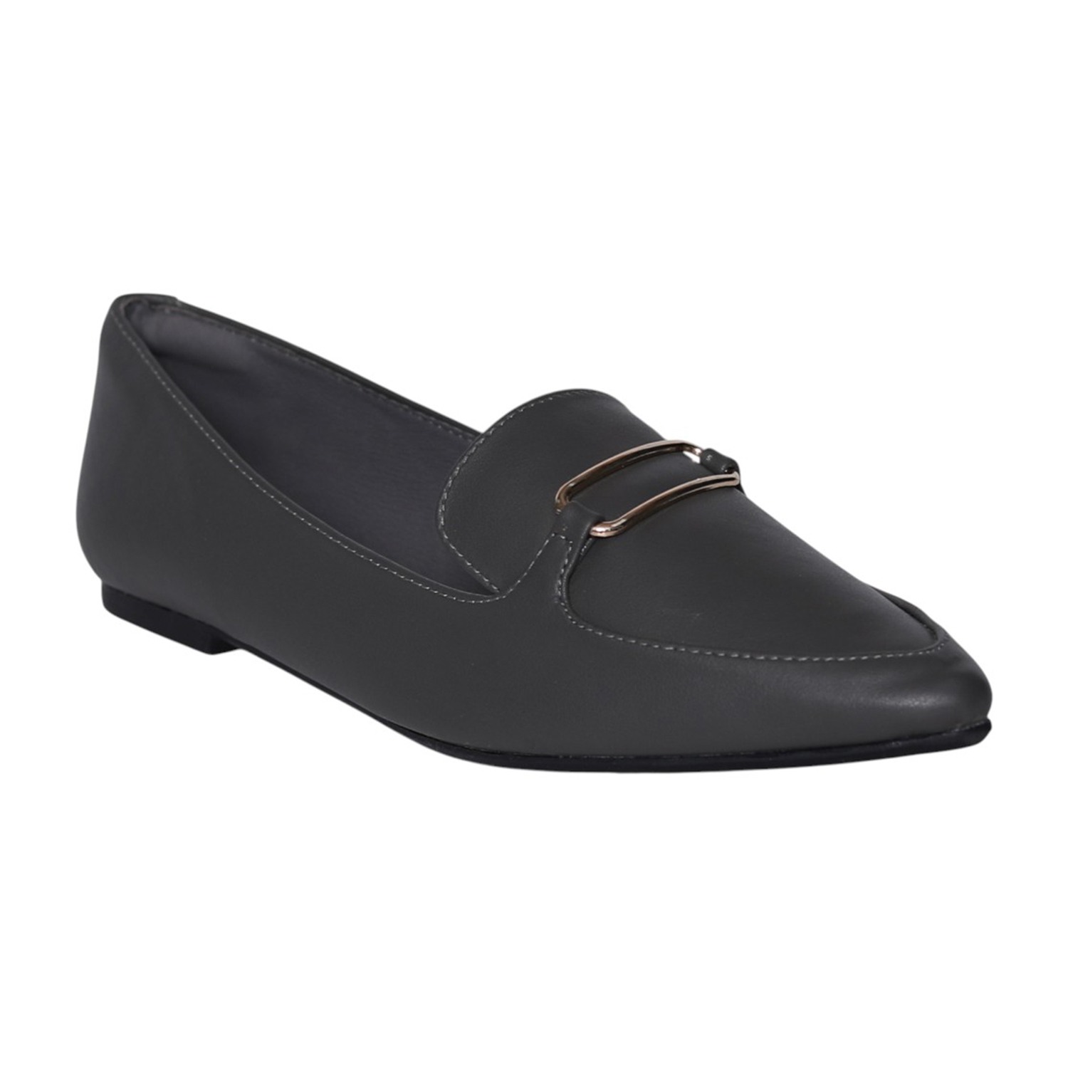 Chic Charcoal Grey Pointed-Toe Loafers