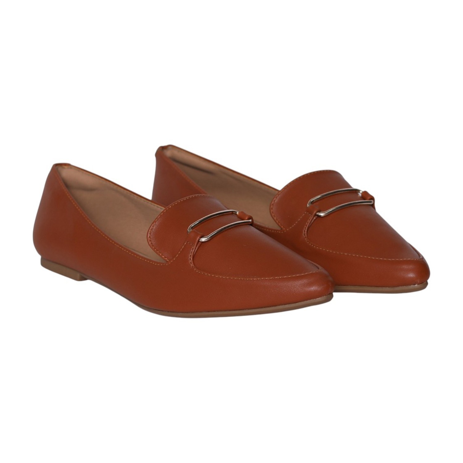 greta | Chic Charcoal Tan Pointed-Toe Loafers|1