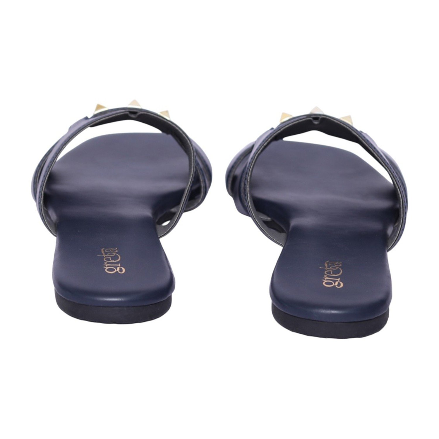 Women Navy Luxe Stud Detail Sandals