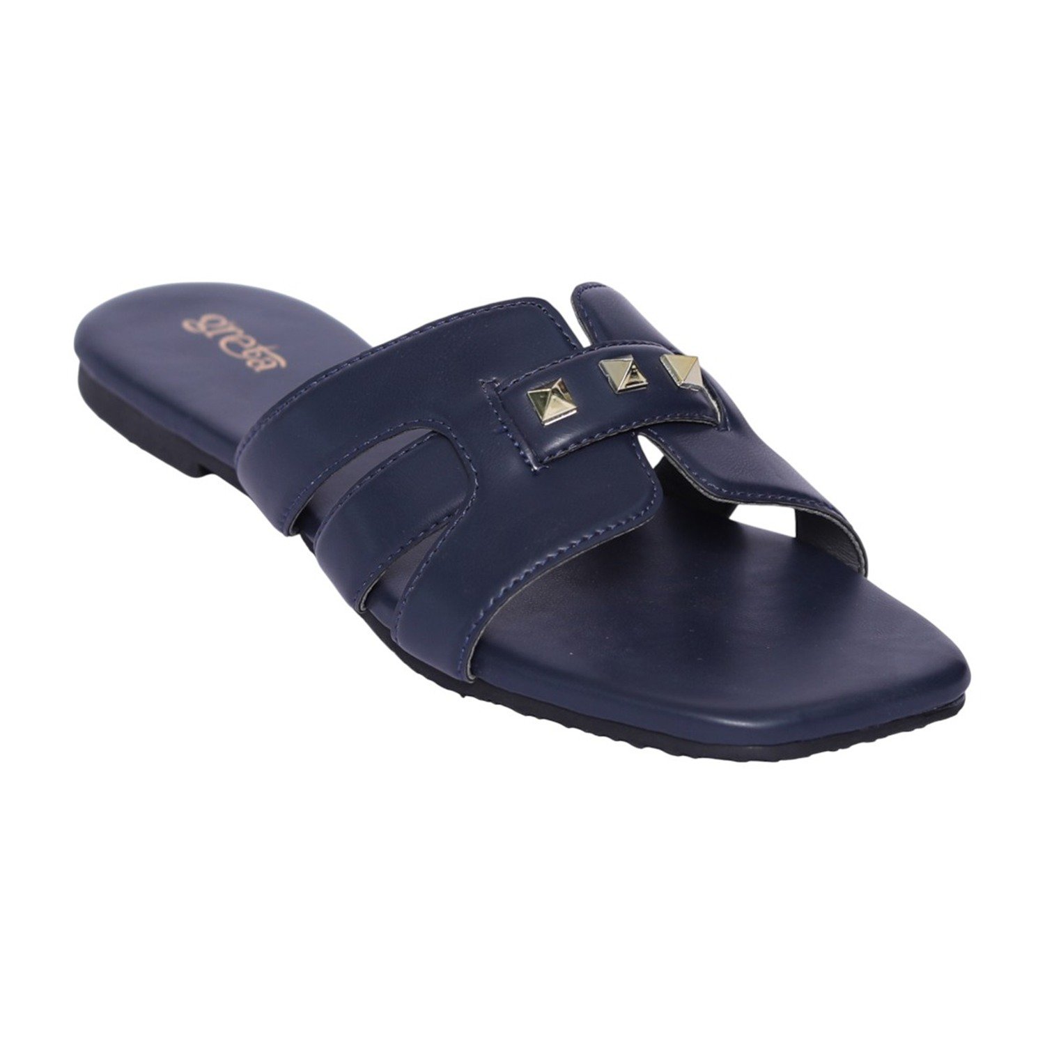 Women Navy Luxe Stud Detail Sandals