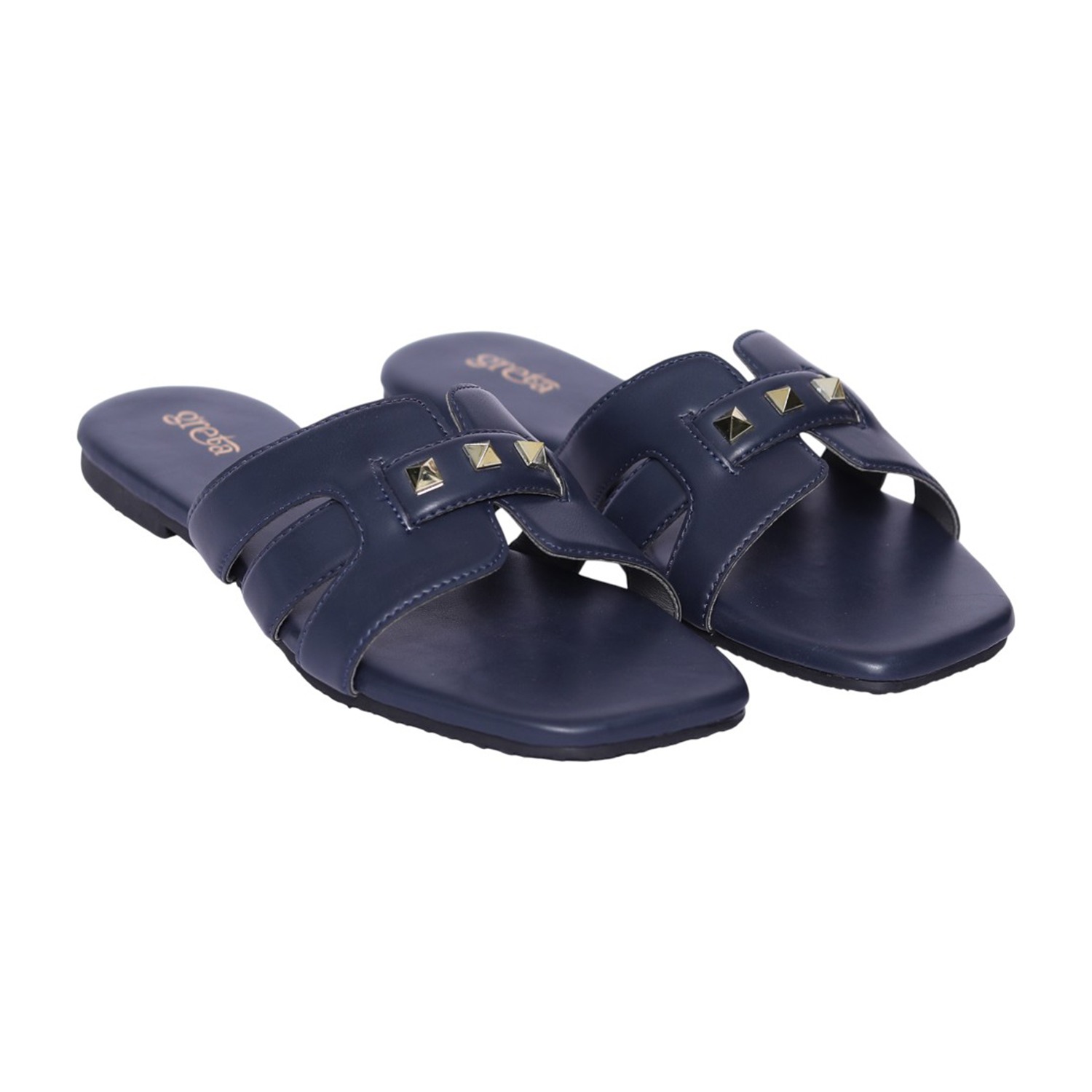 Women Navy Luxe Stud Detail Sandals