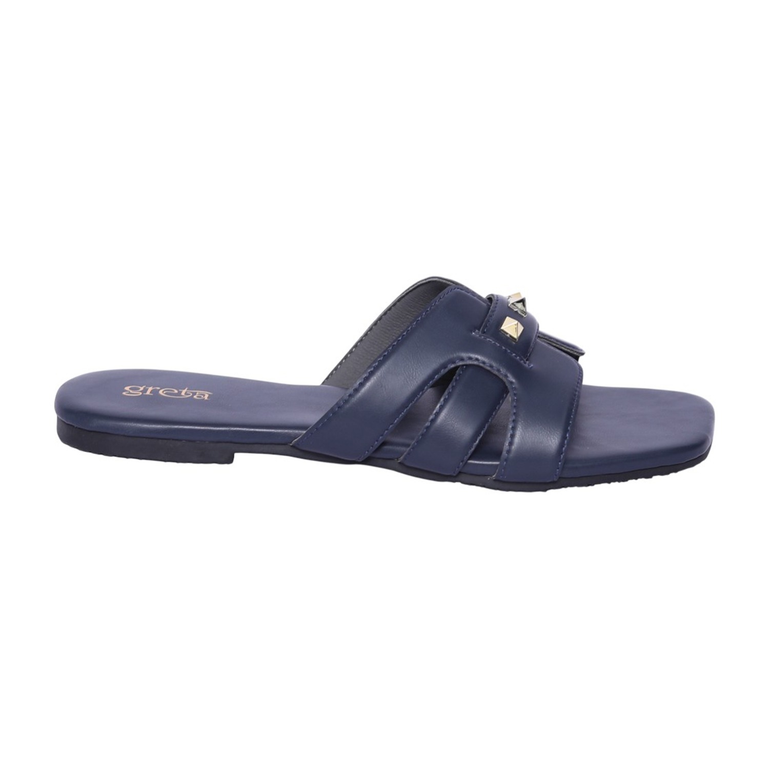 Women Navy Luxe Stud Detail Sandals