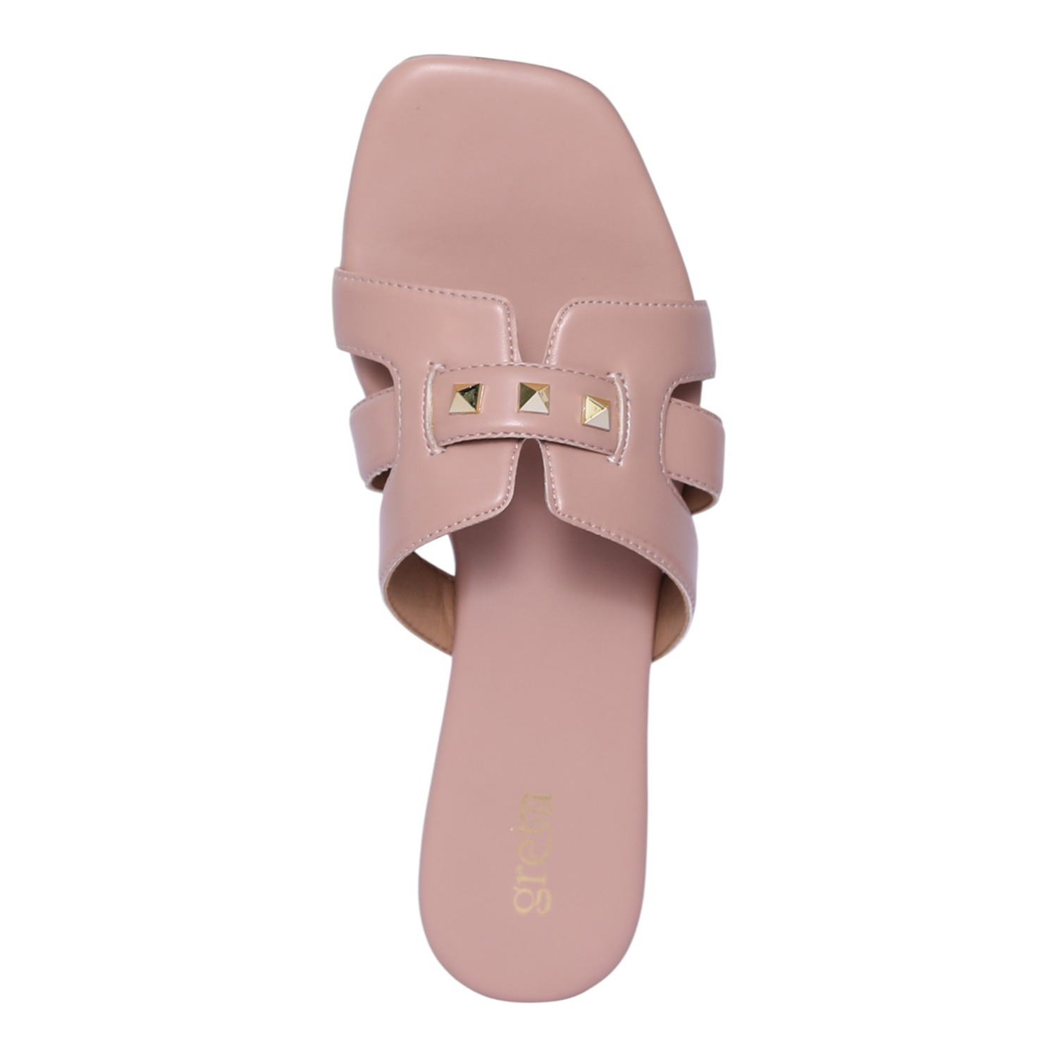 Women Peach Luxe Stud Detail Slides