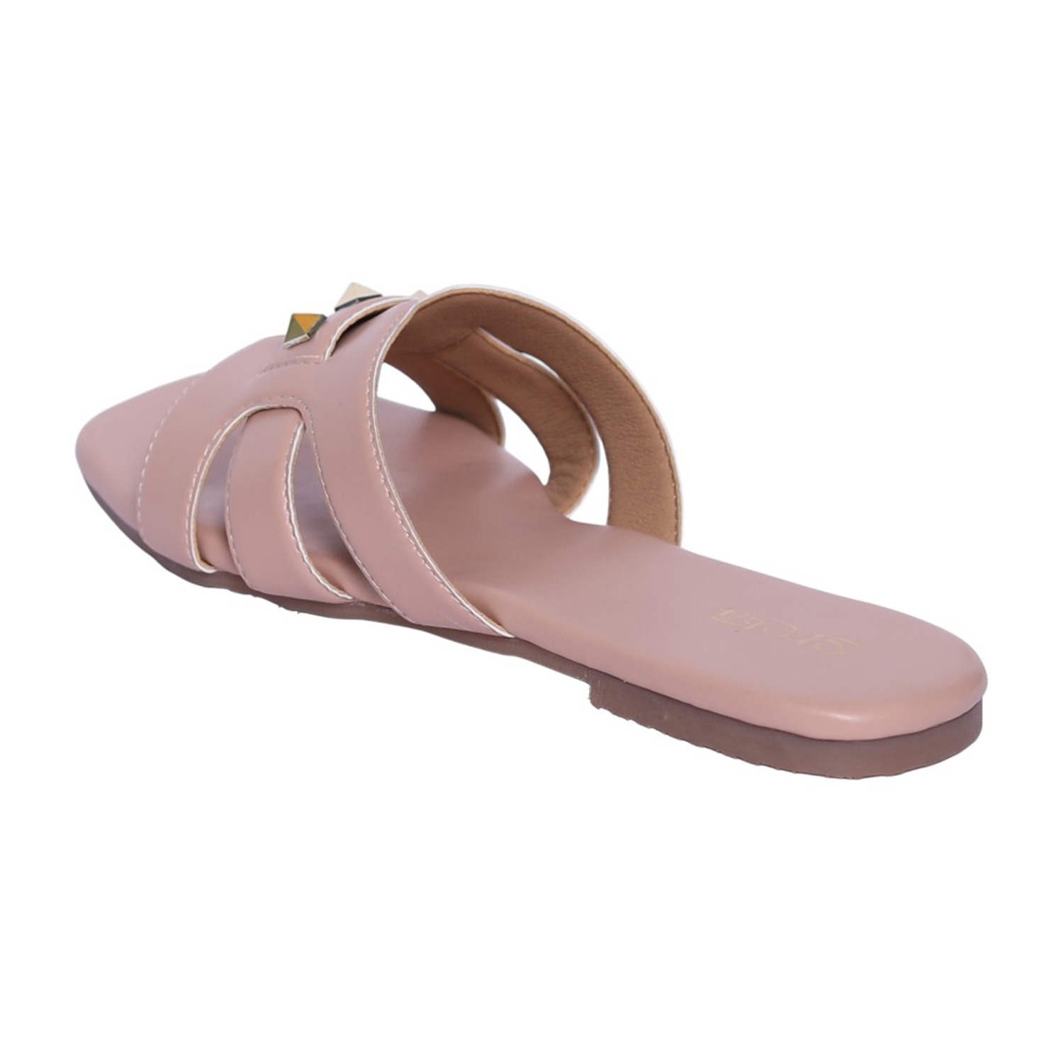 Women Peach Luxe Stud Detail Slides