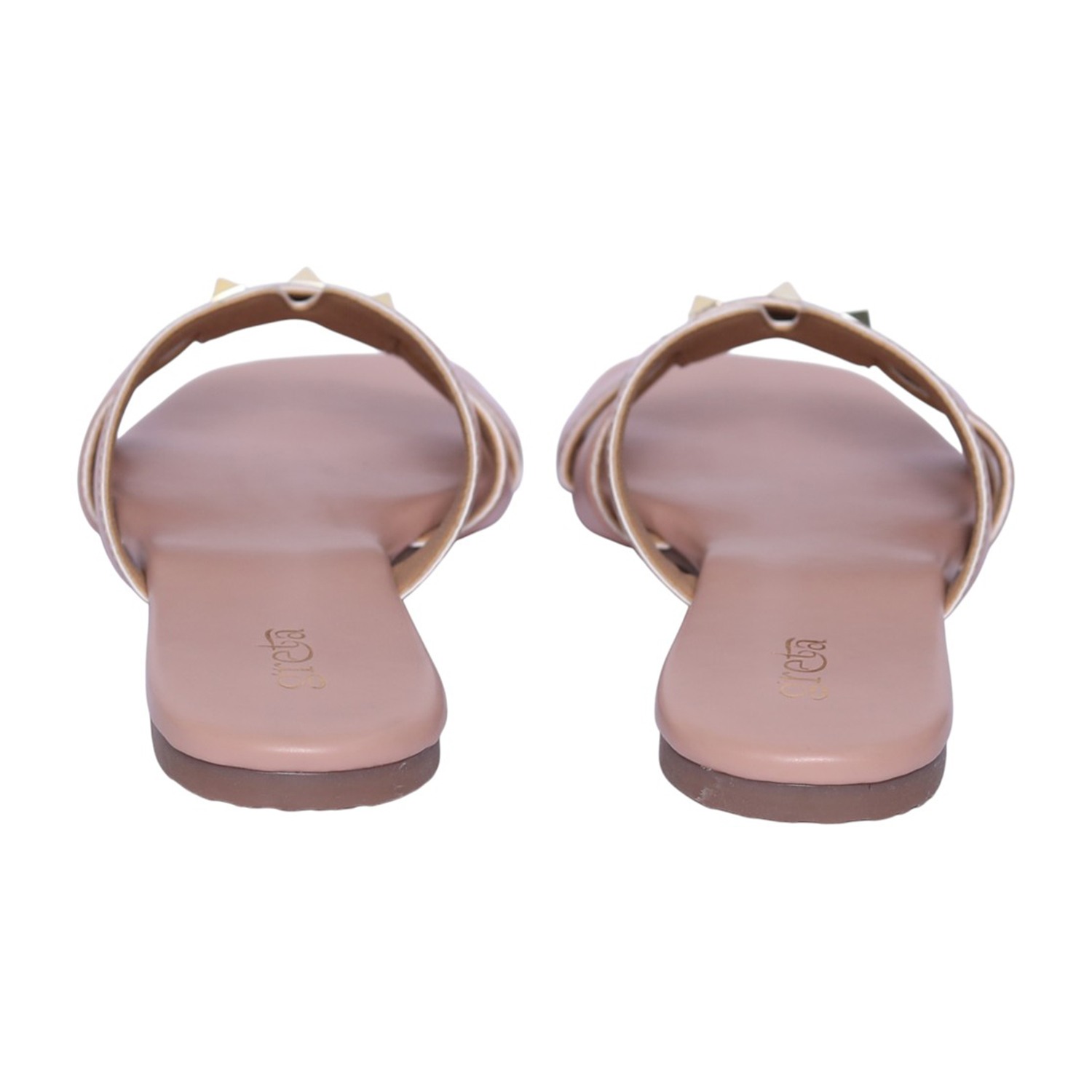 Women Peach Luxe Stud Detail Slides