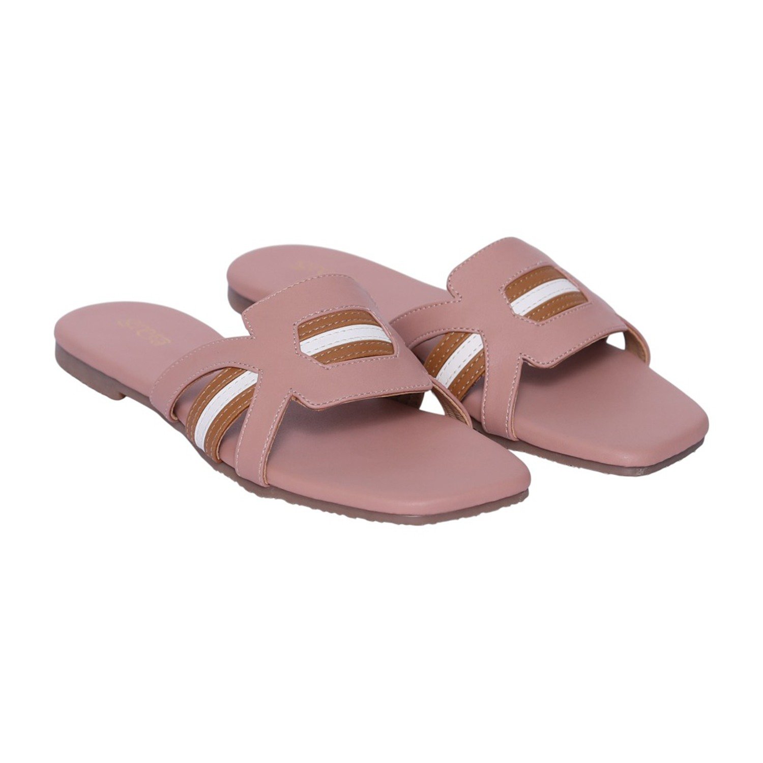 Women Tan-Peach Élan Cross Slides