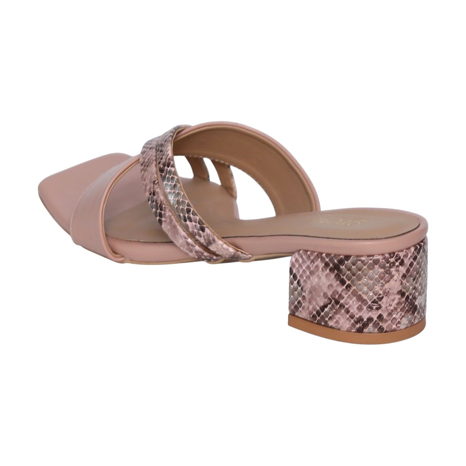 Women Nude Viper Block Heels