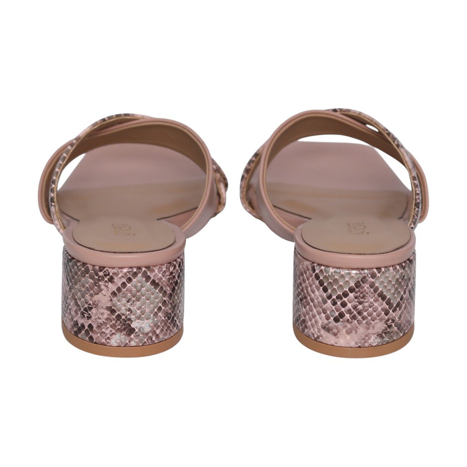 Women Nude Viper Block Heels