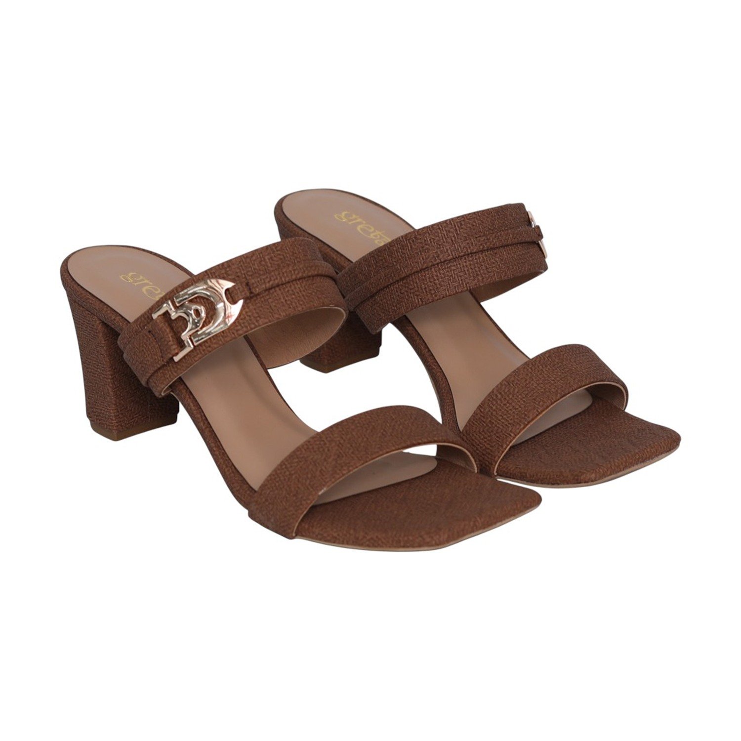 Women Cocoa Emblem Block Heels