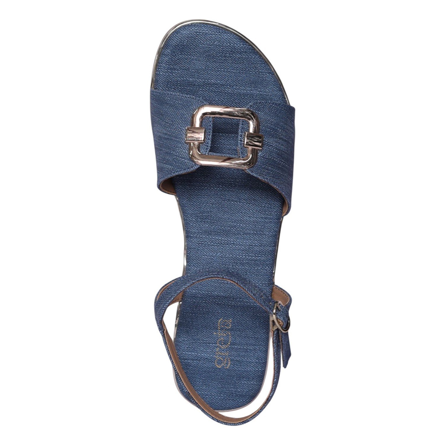 Women Blue Riviera Buckle Wedge Sandals