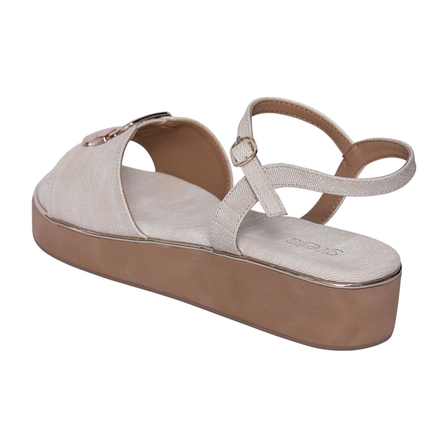 Women Cream Riviera Buckle Wedge Sandals