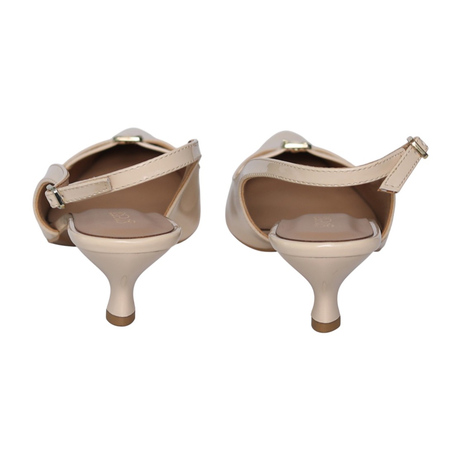 greta | Women Cream Slingback Kitten Heel Pumps|6