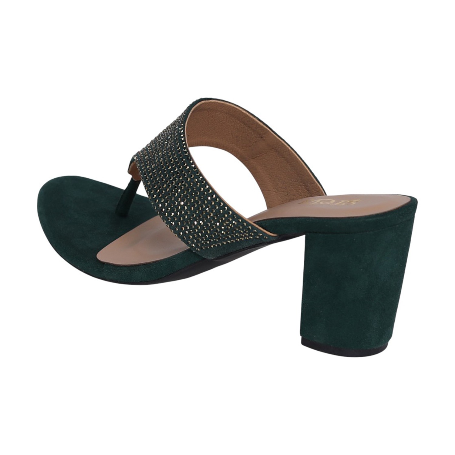 Women Emerald Dazzle Block Heels
