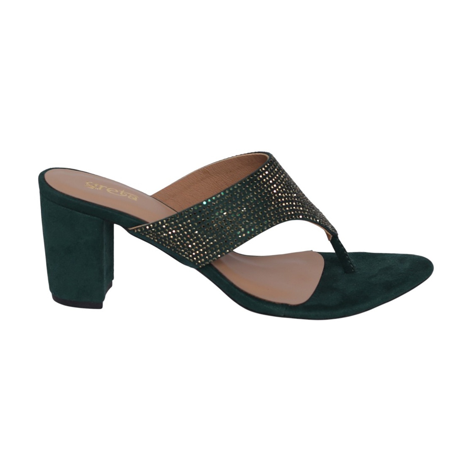 Women Emerald Dazzle Block Heels