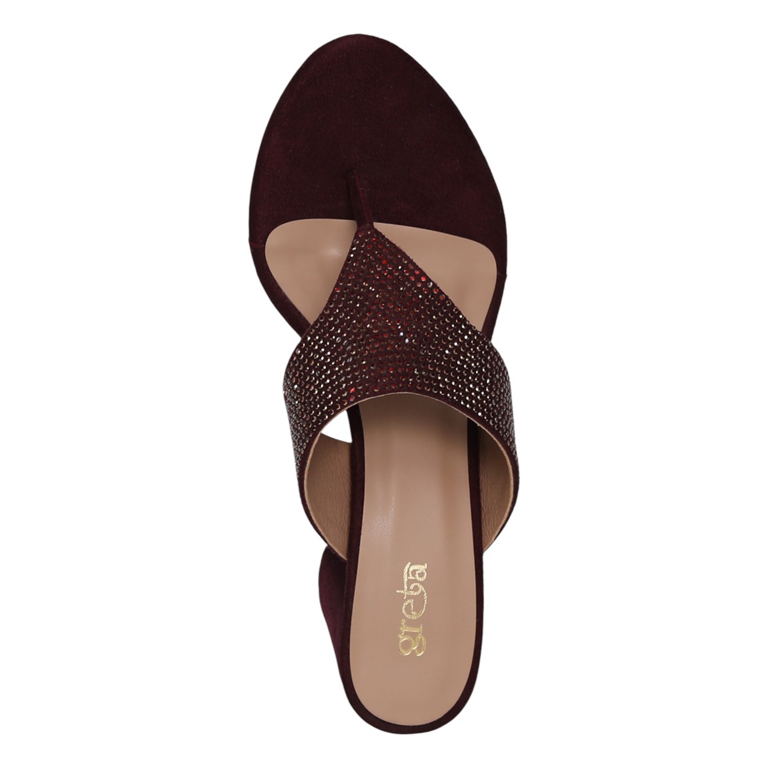 Women Wine Dazzle Block Heels