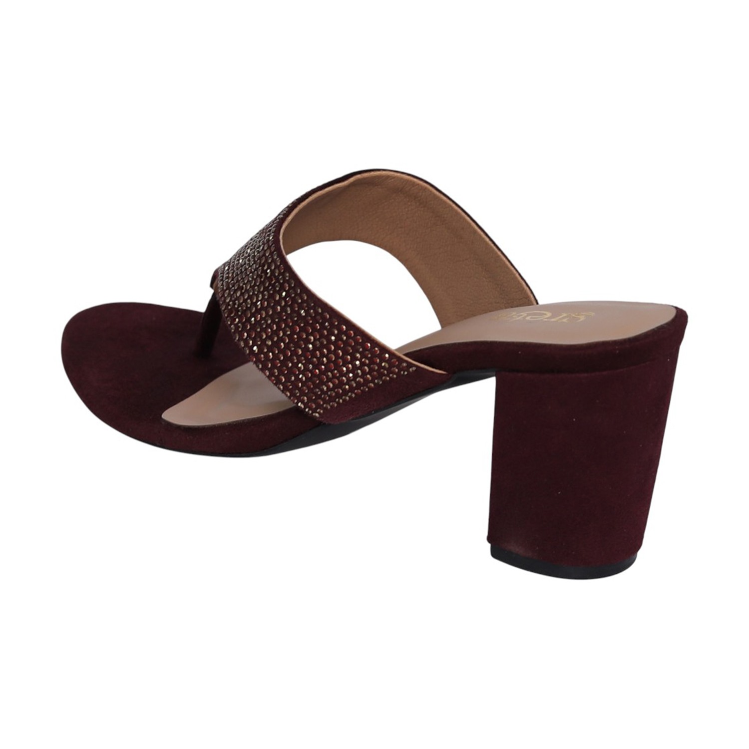 Women Wine Dazzle Block Heels