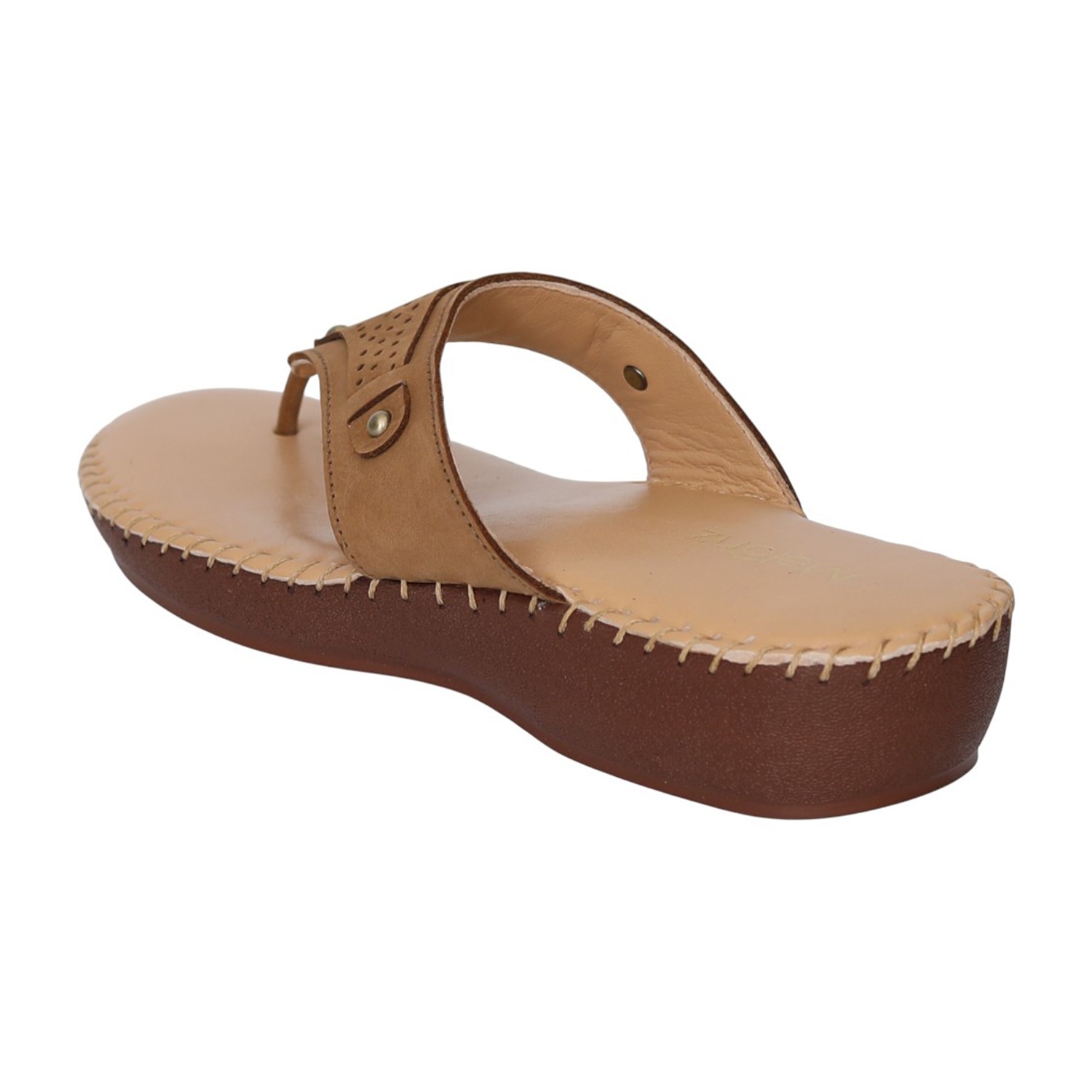 Women Beige Polished Wedge Sandals